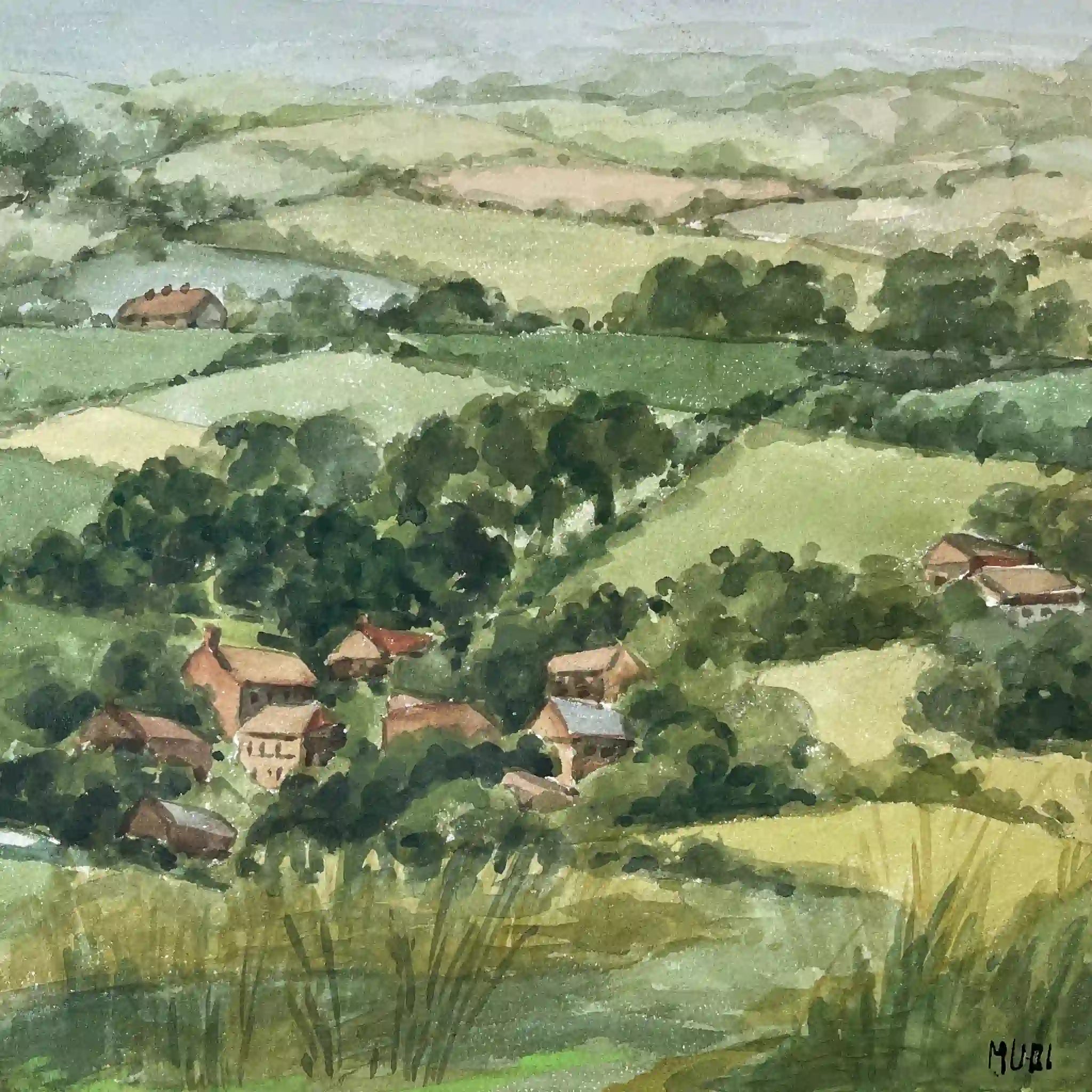 [Antique] Landscape Painting / "Buckinghamshire Landscape" / 1961 / Directly Imported from the UK