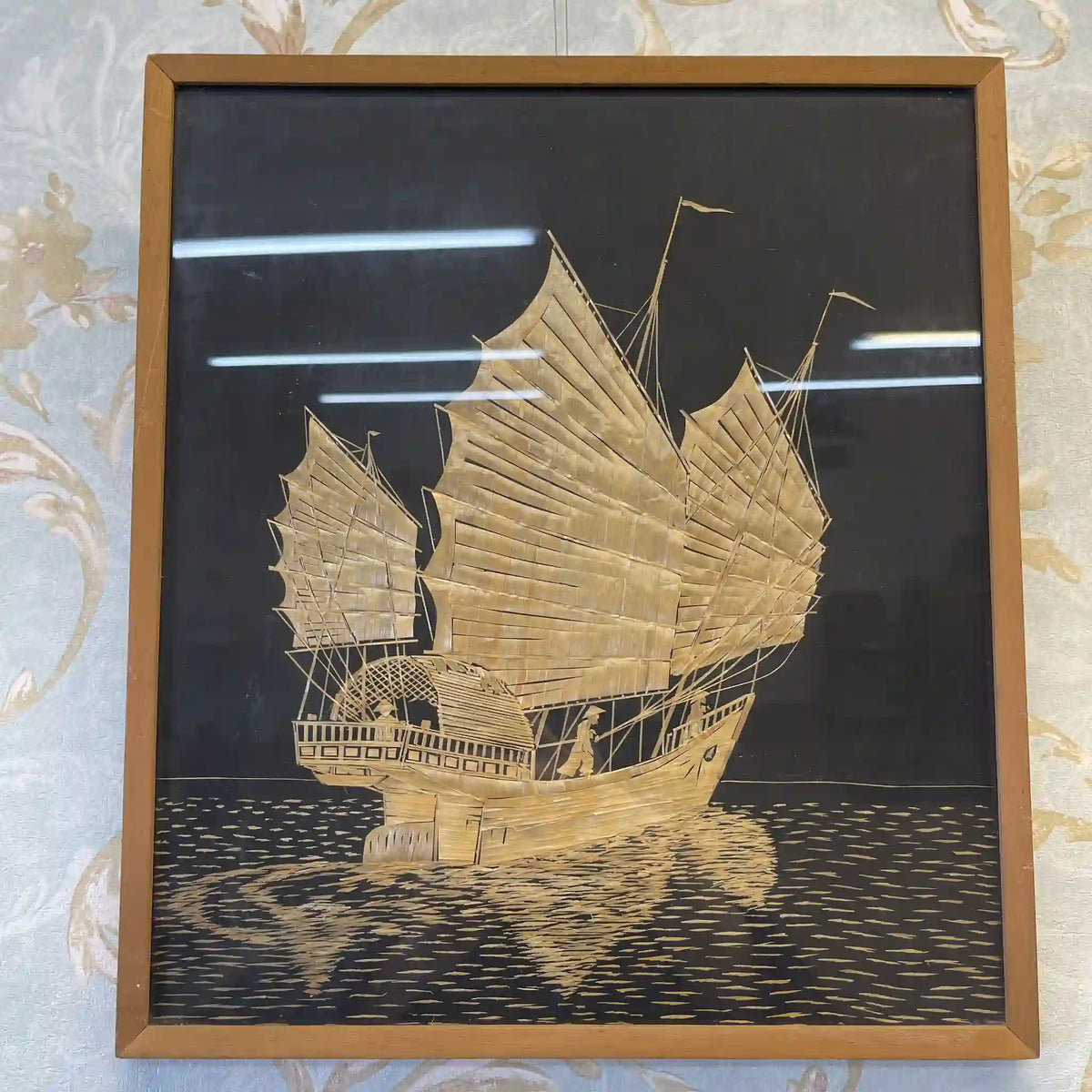 絵画 わら細工帆船 2P / 1960-1970年代 / 麦わら / マレーシア