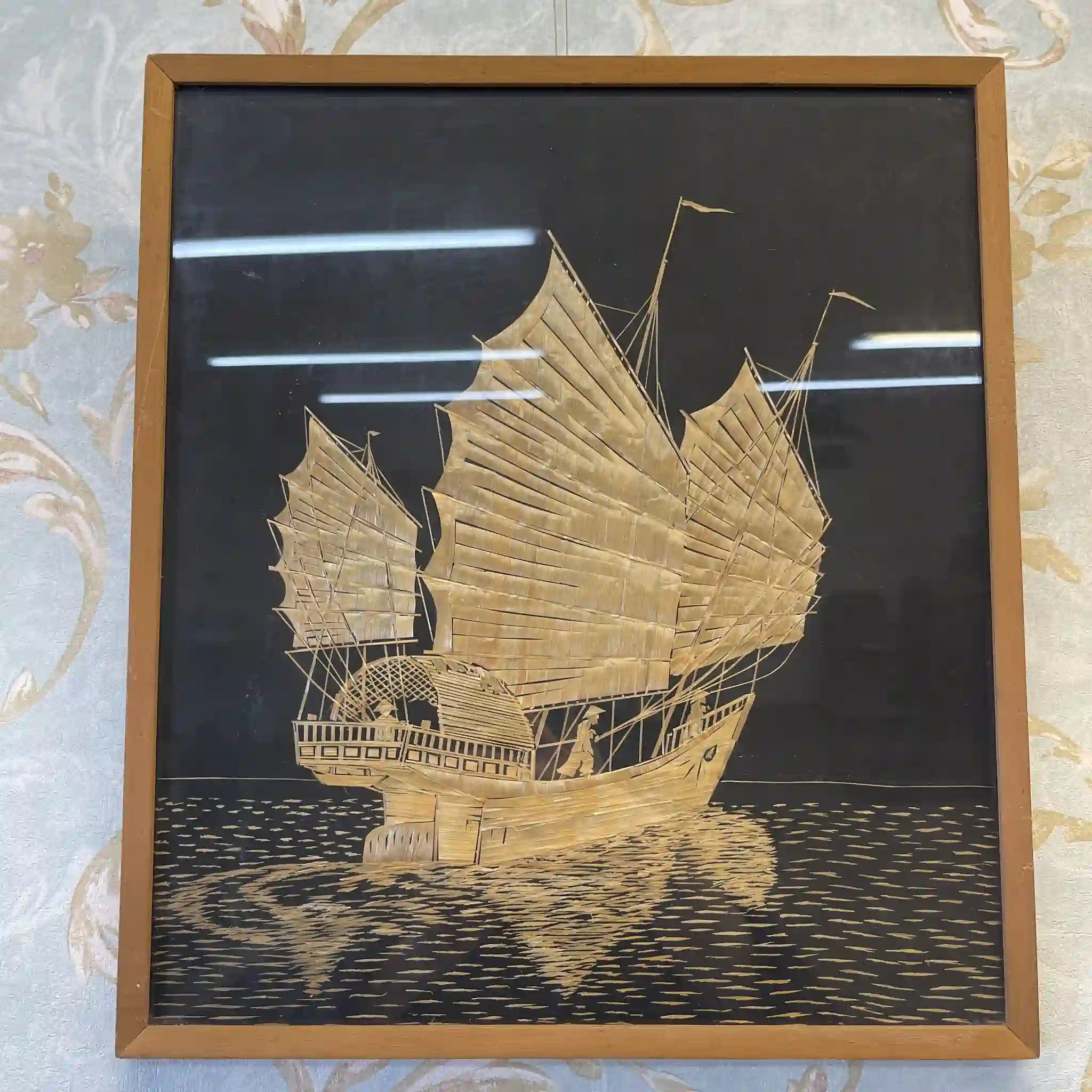 【アート/装飾品】 絵画 わら細工帆船 2P / イギリス直輸入