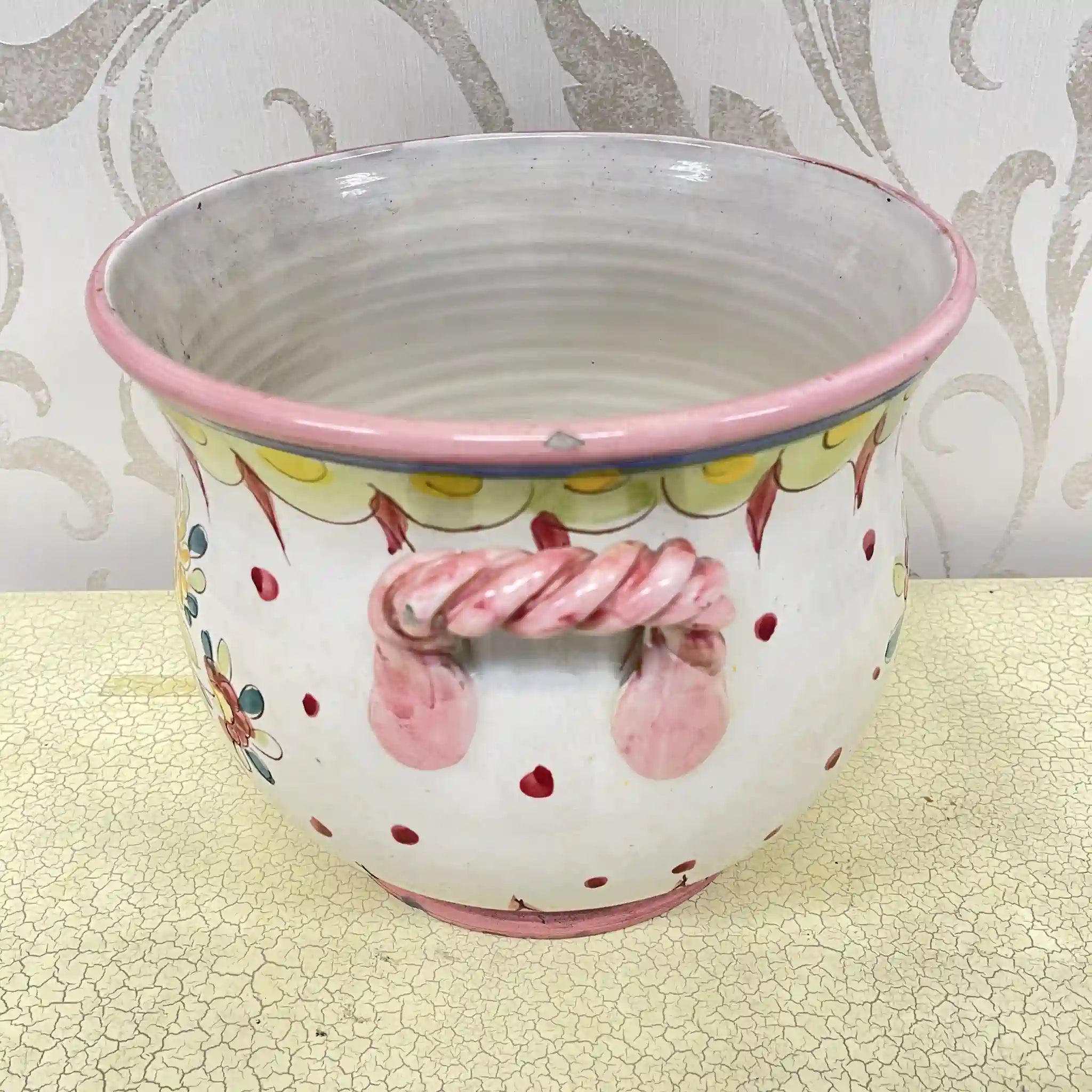 [Vintage] Flower vase (vase) / Mallorca ware / Estimated mid-late 20C / Pottery / Italy / Hand painted