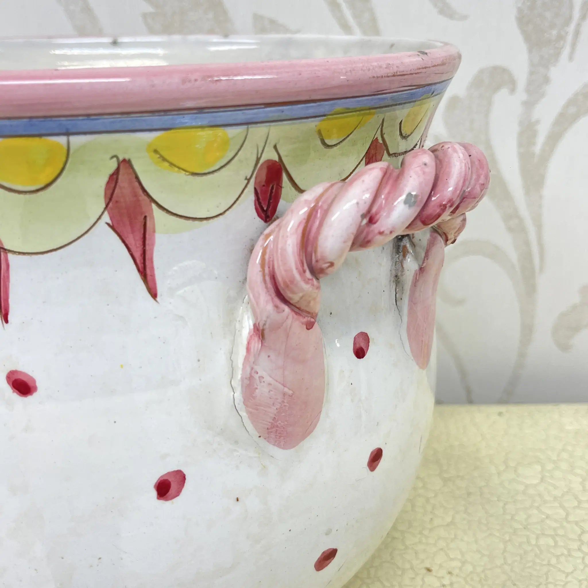[Vintage] Flower vase (vase) / Mallorca ware / Estimated mid-late 20C / Pottery / Italy / Hand painted