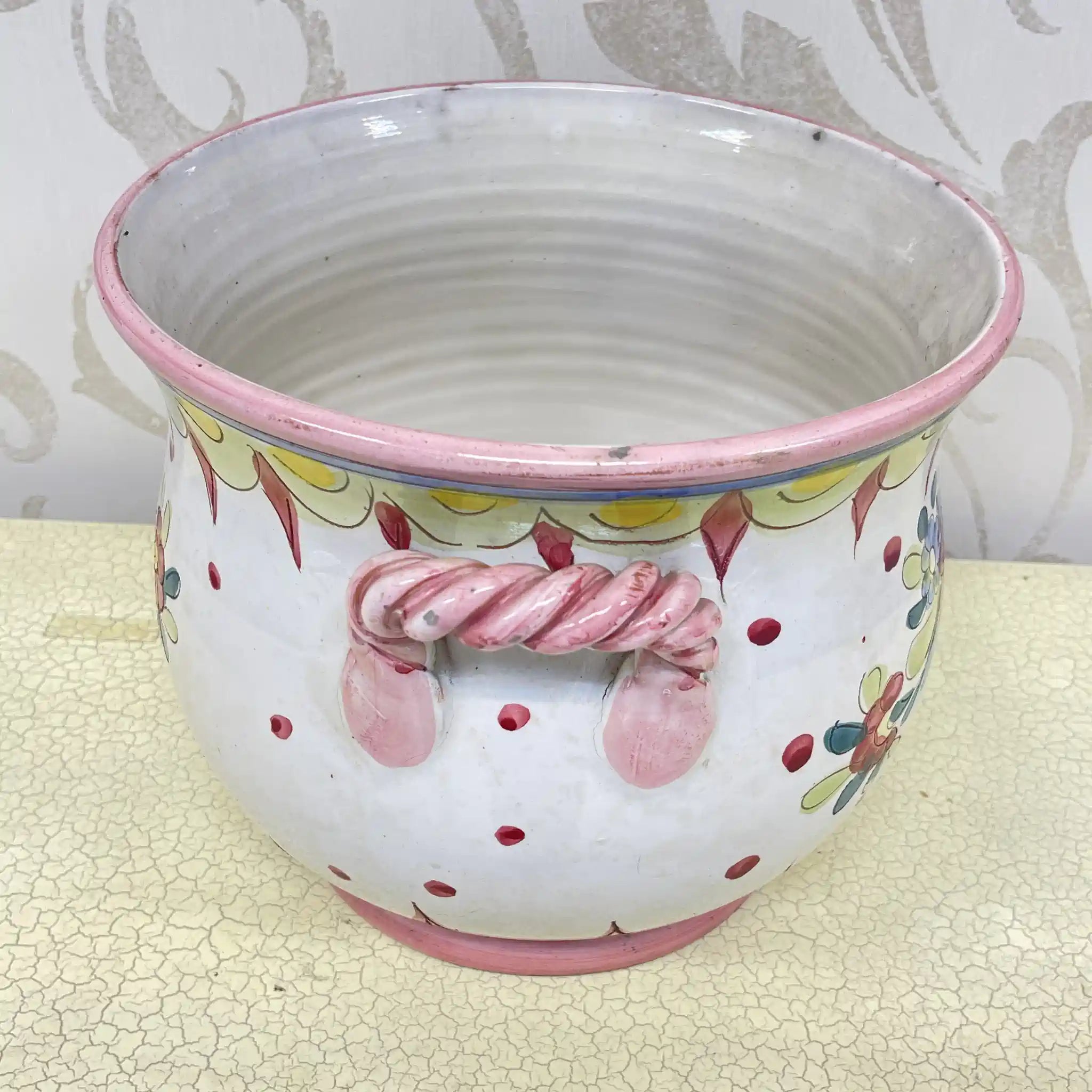 [Vintage] Flower vase (vase) / Mallorca ware / Estimated mid-late 20C / Pottery / Italy / Hand painted