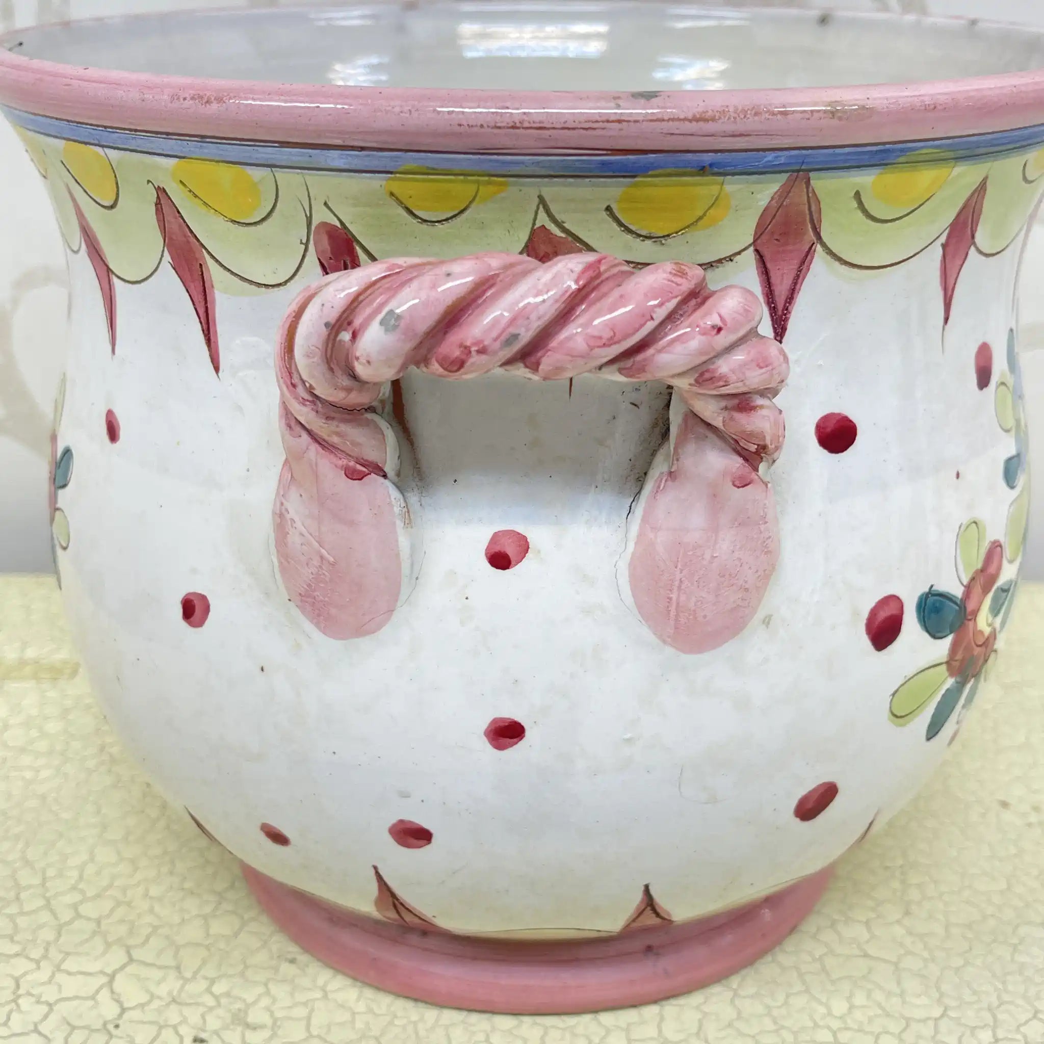 [Vintage] Flower vase (vase) / Mallorca ware / Estimated mid-late 20C / Pottery / Italy / Hand painted