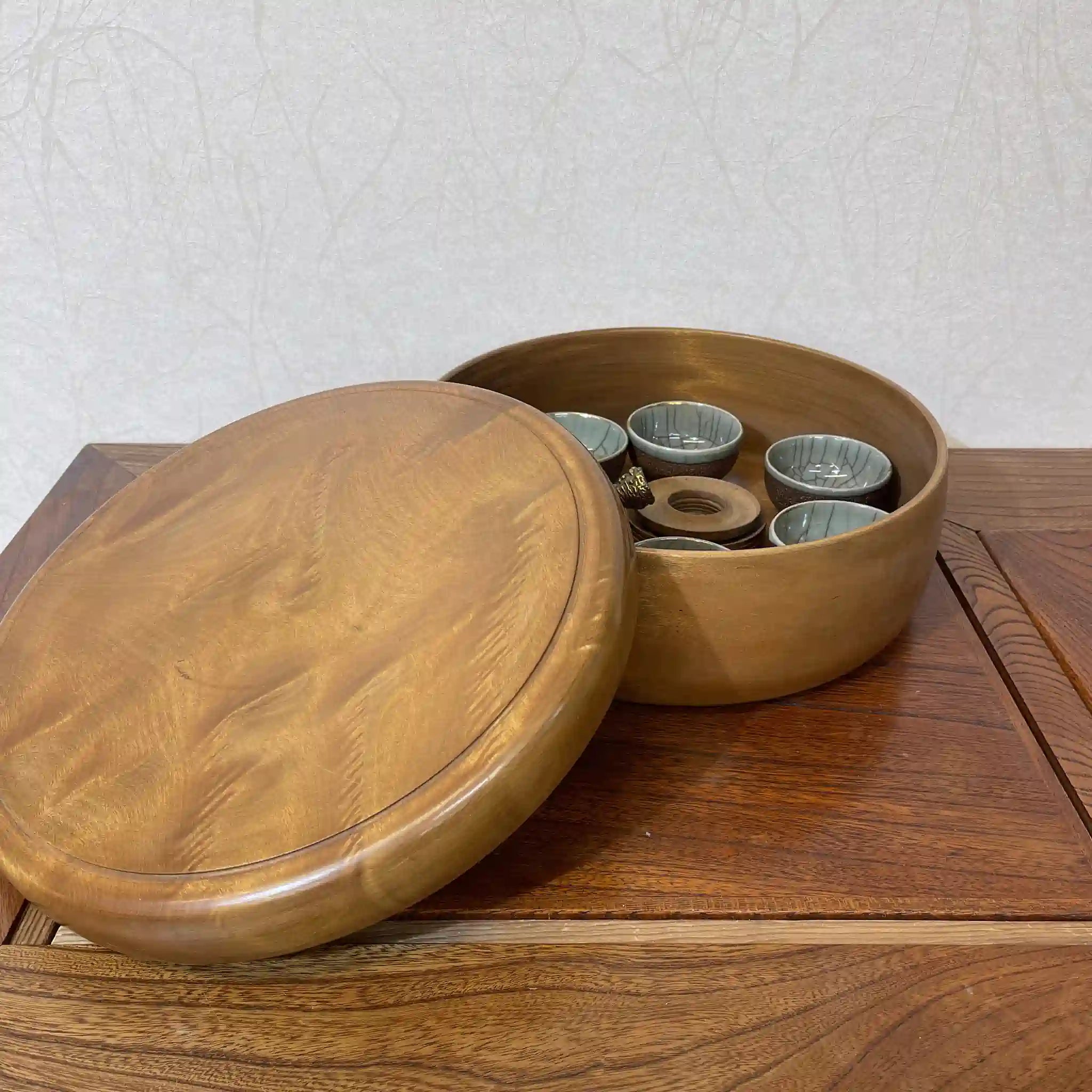 [Vintage] Set of tea utensils (tea chest, teapot, 5 teacups, 5 tea cups, tea scoop) / Ohori Soma ware / Estimated 1960-80s / Pottery / Japan / Running piece