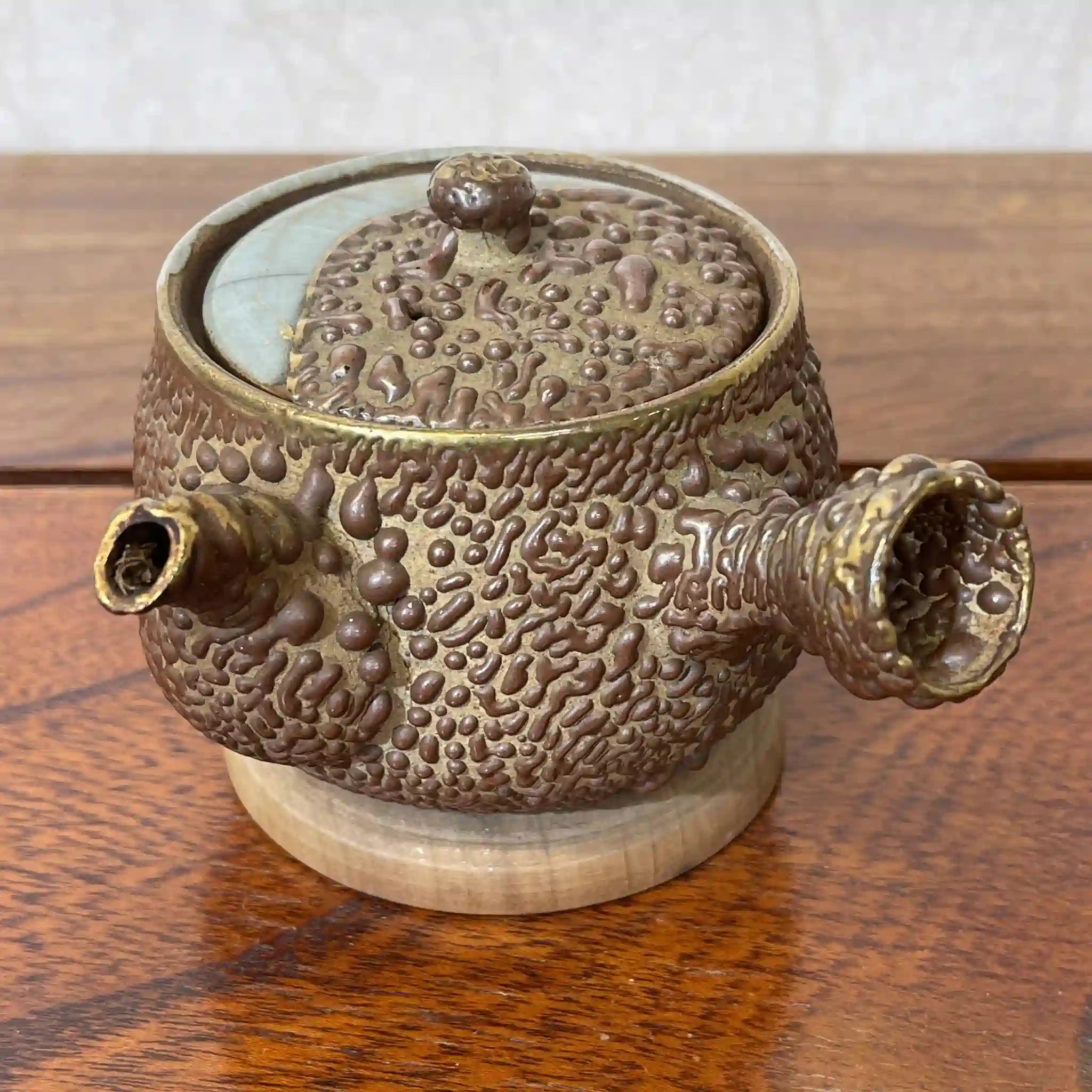 [Vintage] Set of tea utensils (tea chest, teapot, 5 teacups, 5 tea cups, tea scoop) / Ohori Soma ware / Estimated 1960-80s / Pottery / Japan / Running piece