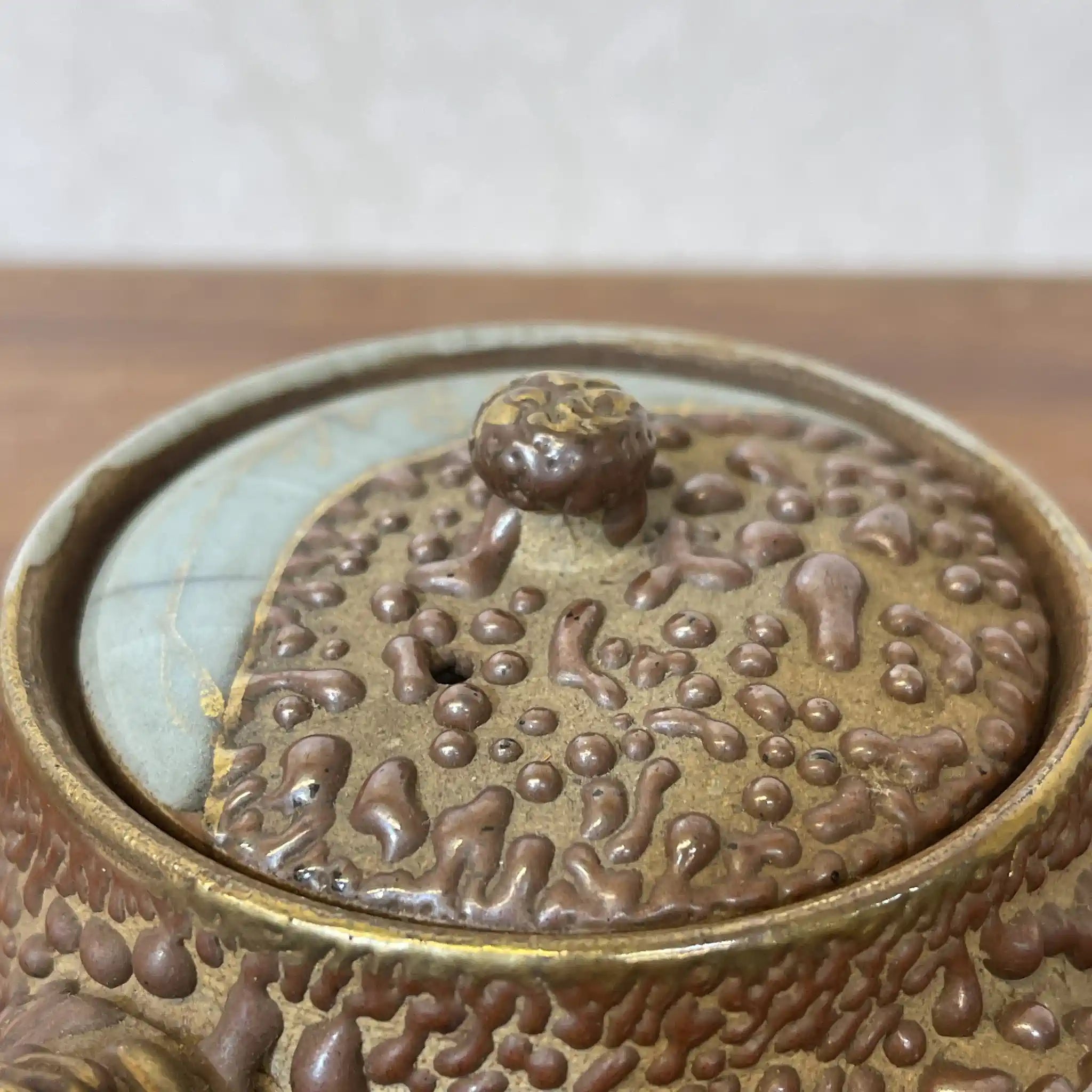 [Vintage] Set of tea utensils (tea chest, teapot, 5 teacups, 5 tea cups, tea scoop) / Ohori Soma ware / Estimated 1960-80s / Pottery / Japan / Running piece