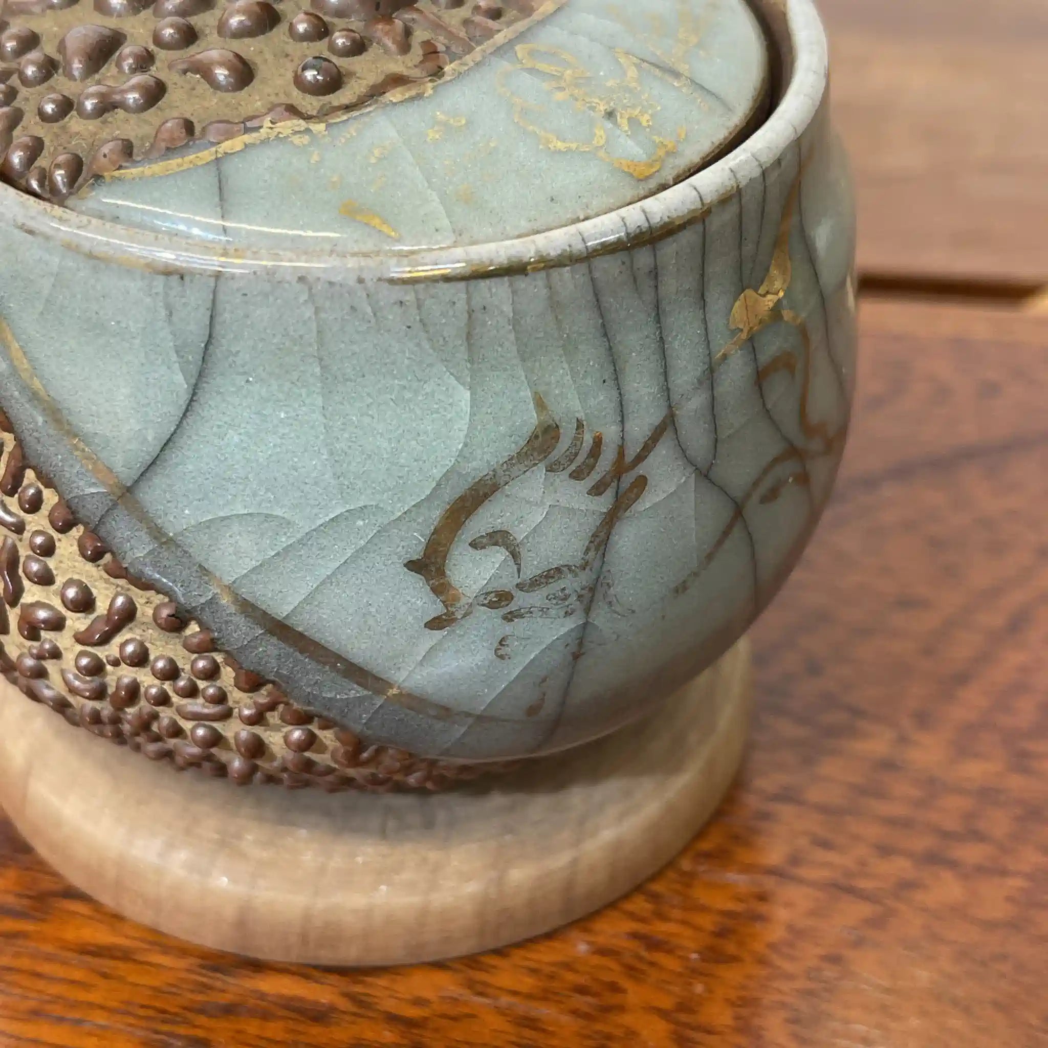 [Vintage] Set of tea utensils (tea chest, teapot, 5 teacups, 5 tea cups, tea scoop) / Ohori Soma ware / Estimated 1960-80s / Pottery / Japan / Running piece