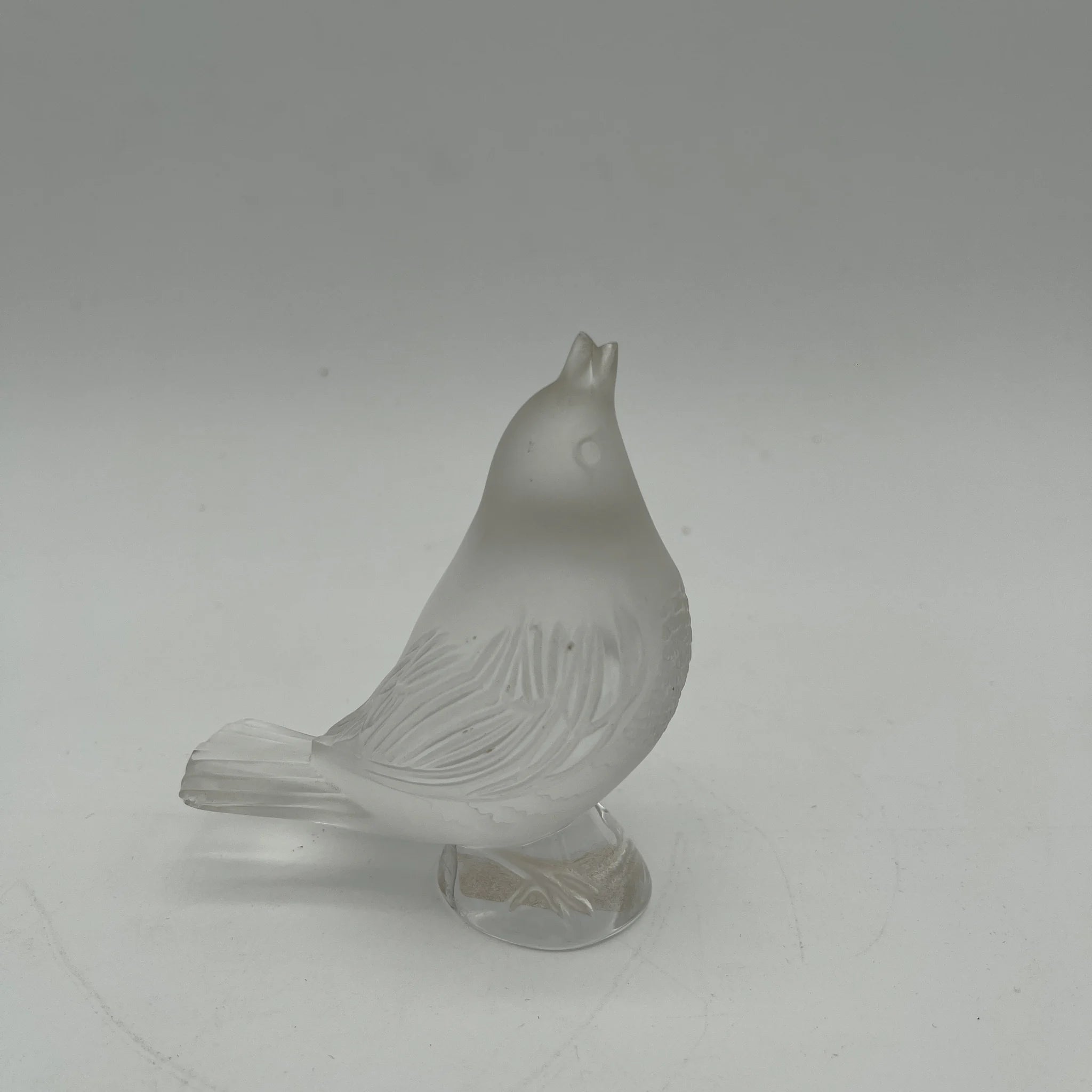 【アンティーク】 ガラスオブジェ / LALIQUE（ラリック） / Chanteur（シャントゥール：歌う小鳥） / ガラス / サテン仕上げ,エッチング,型吹きガラス