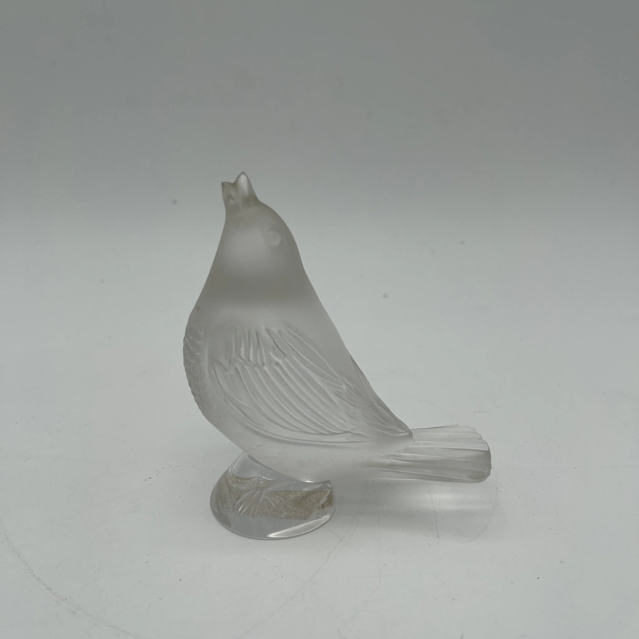 【アンティーク】 ガラスオブジェ / LALIQUE（ラリック） / Chanteur（シャントゥール：歌う小鳥） / ガラス / サテン仕上げ,エッチング,型吹きガラス