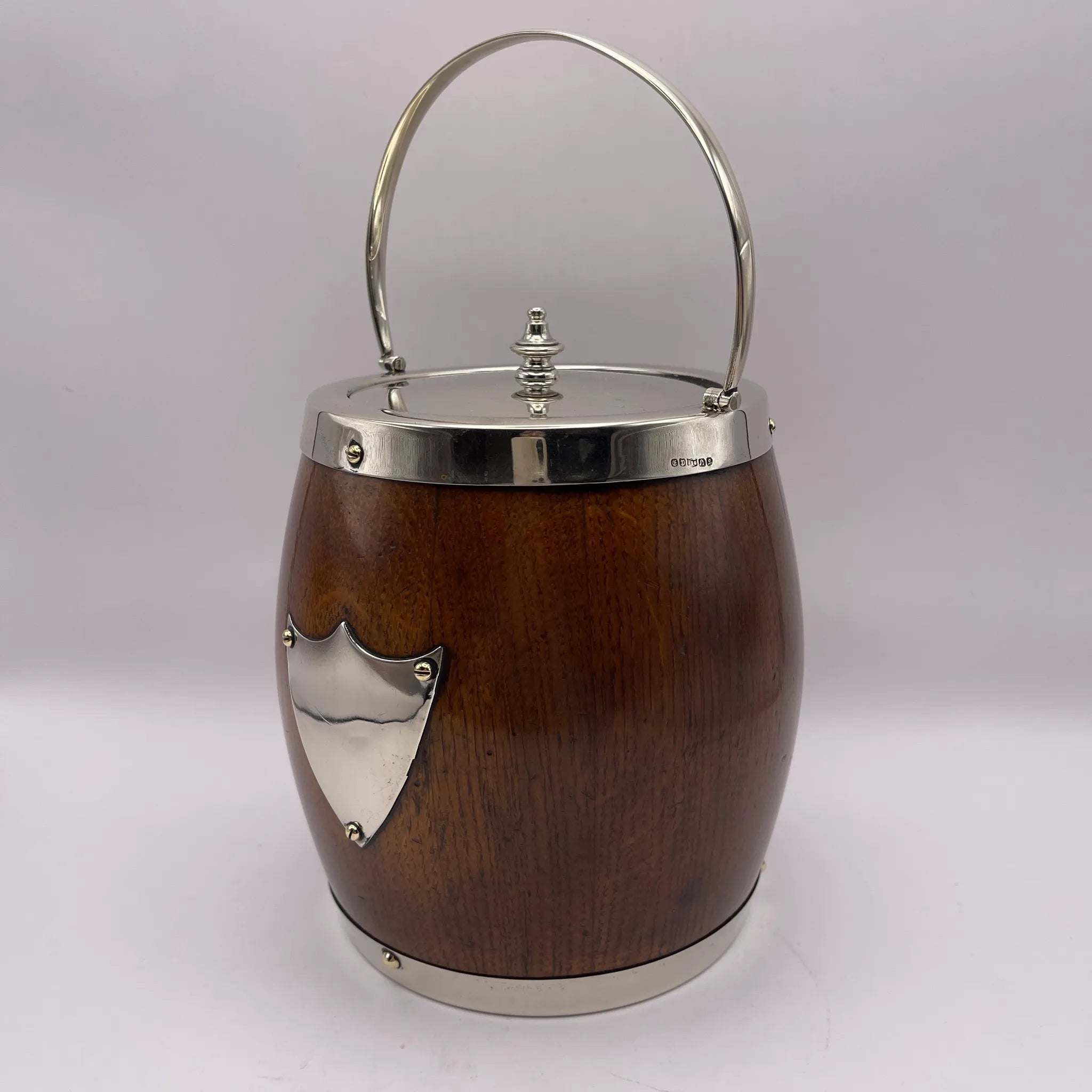 [Vintage] Ice bucket / late 19th century - 20th century / oak / England / mid-century modern, barrel-shaped structure