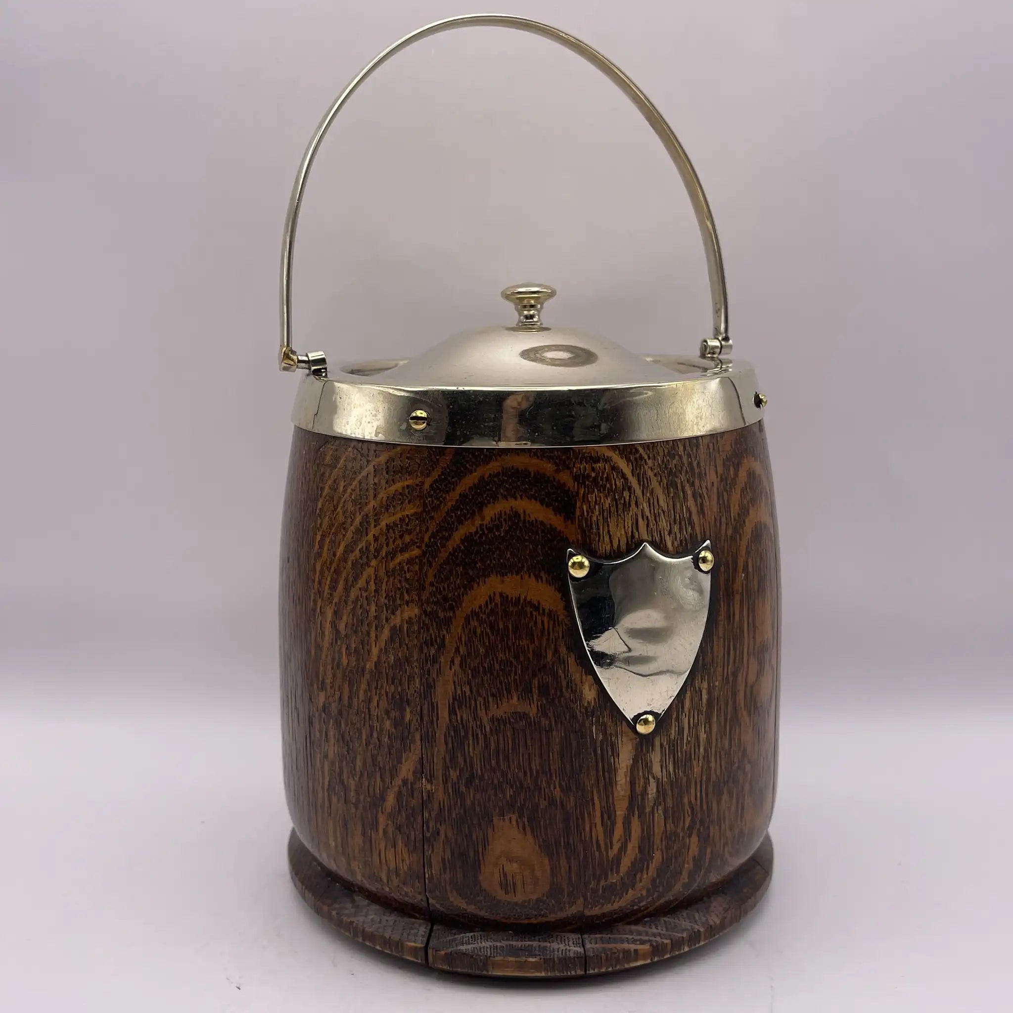 [Vintage] Ice bucket / late 19th century - 20th century / oak / England / mid-century modern, barrel-shaped structure