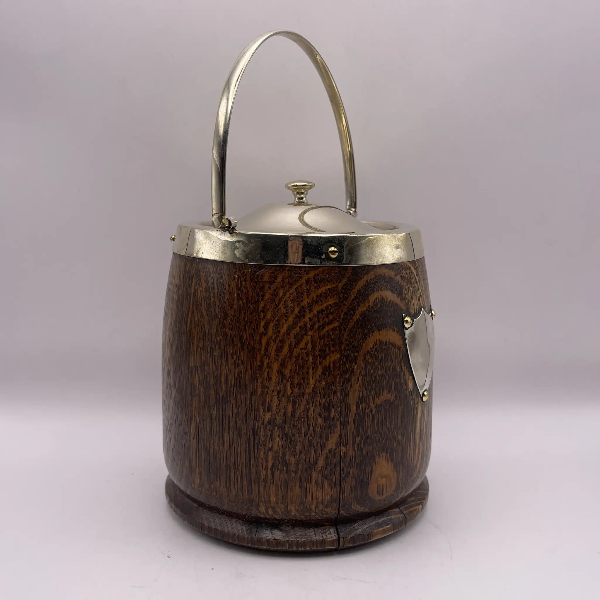 [Vintage] Ice bucket / late 19th century - 20th century / oak / England / mid-century modern, barrel-shaped structure