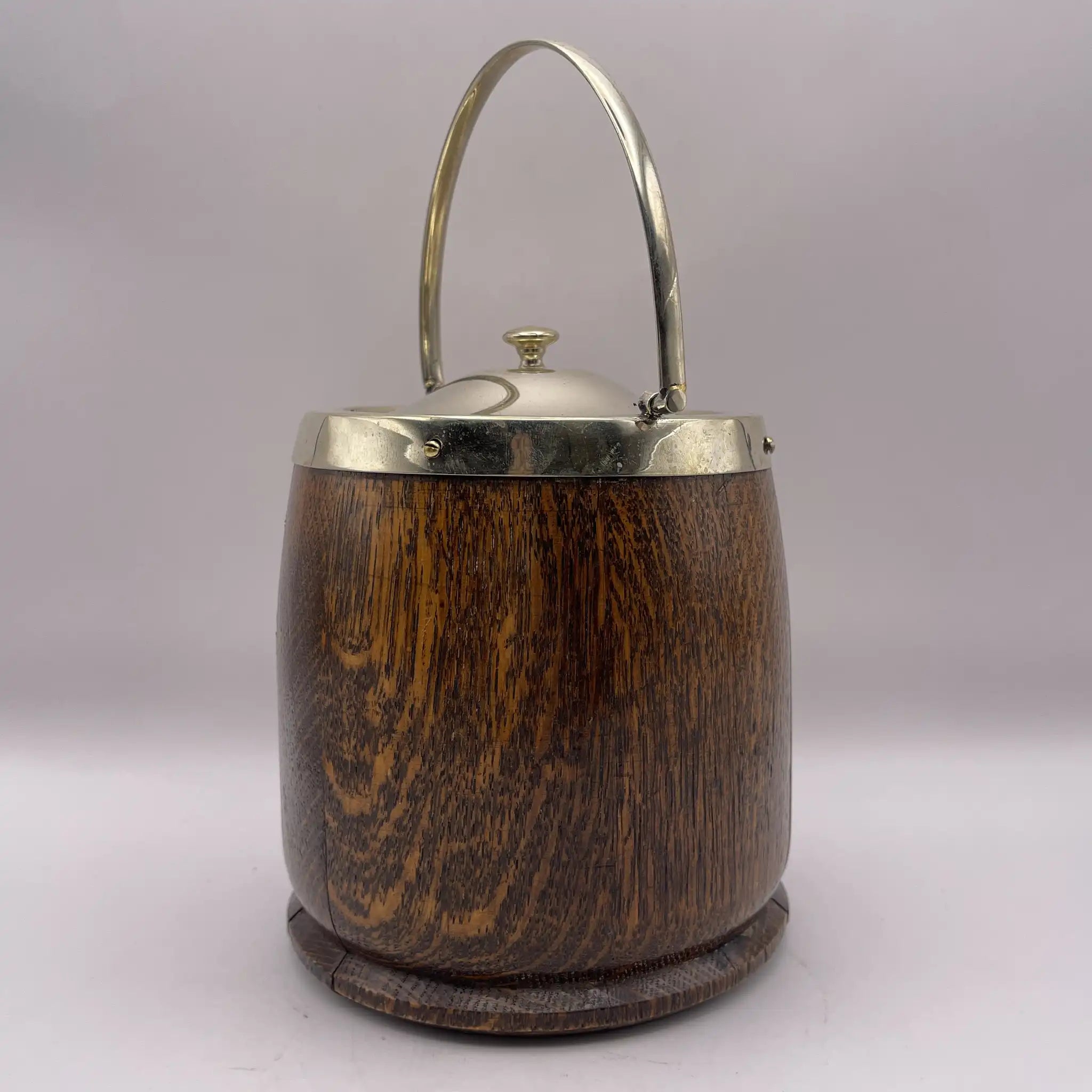 [Vintage] Ice bucket / late 19th century - 20th century / oak / England / mid-century modern, barrel-shaped structure