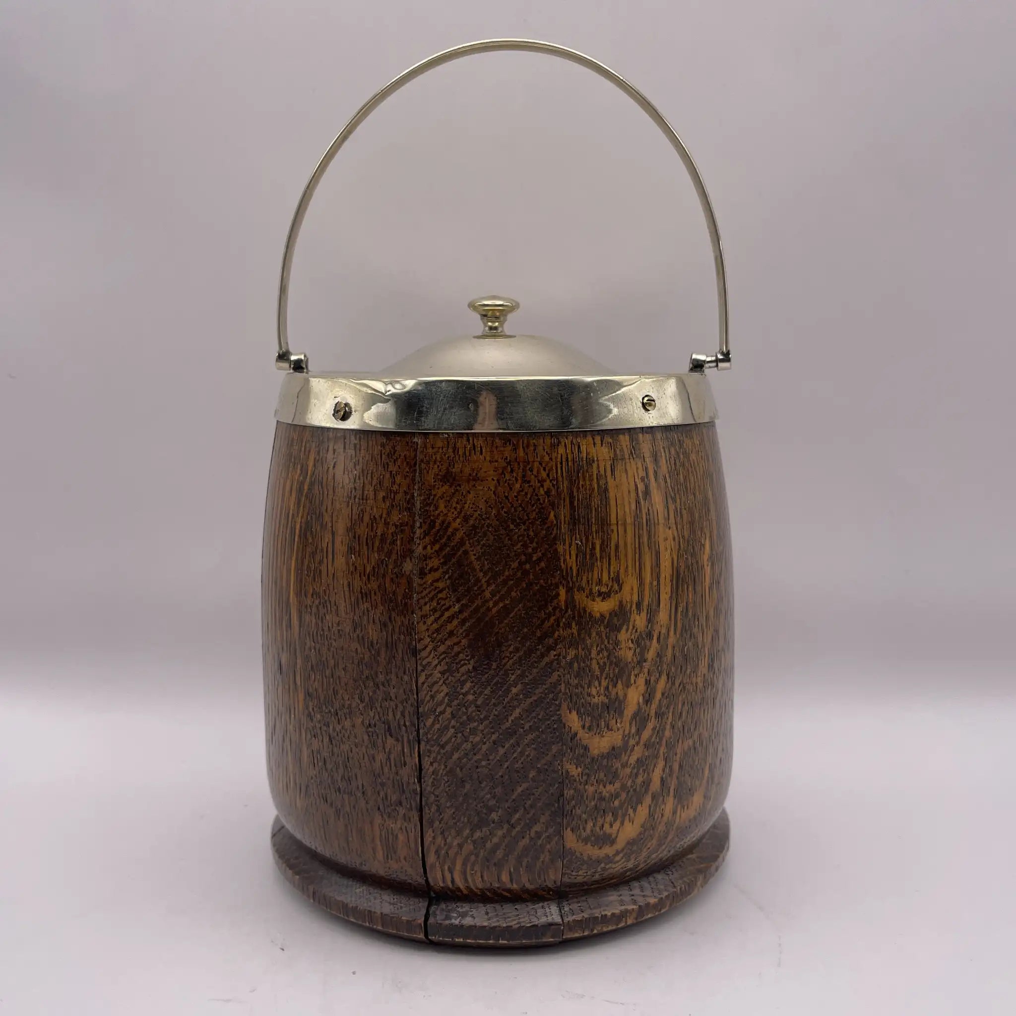 [Vintage] Ice bucket / late 19th century - 20th century / oak / England / mid-century modern, barrel-shaped structure