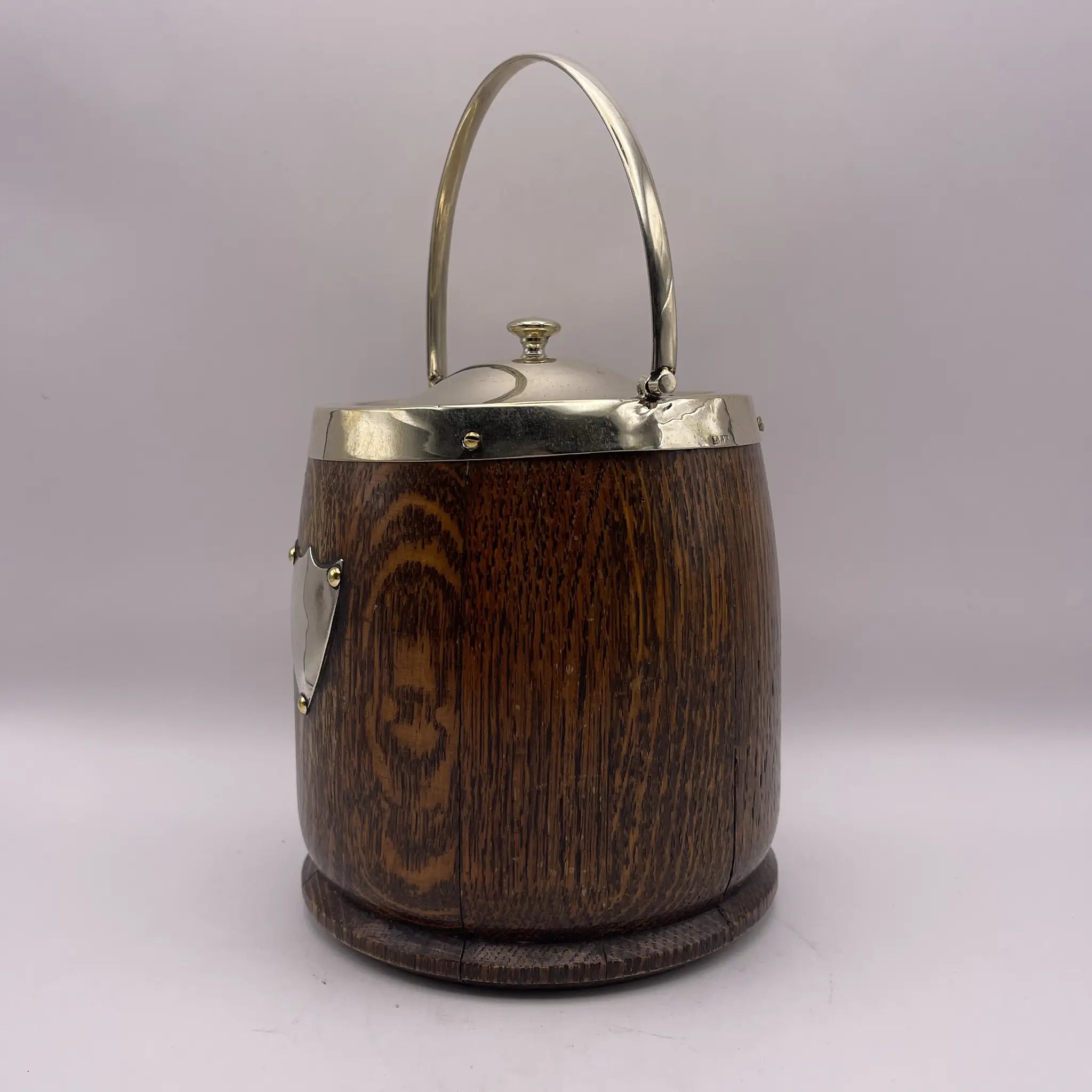 [Vintage] Ice bucket / late 19th century - 20th century / oak / England / mid-century modern, barrel-shaped structure