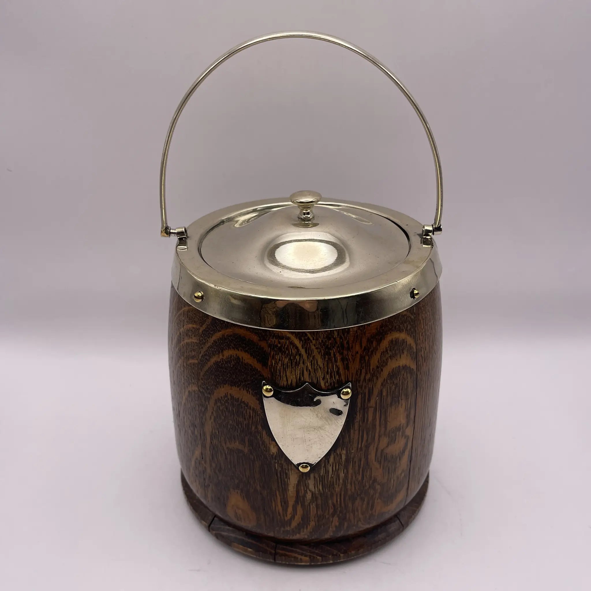 [Vintage] Ice bucket / late 19th century - 20th century / oak / England / mid-century modern, barrel-shaped structure