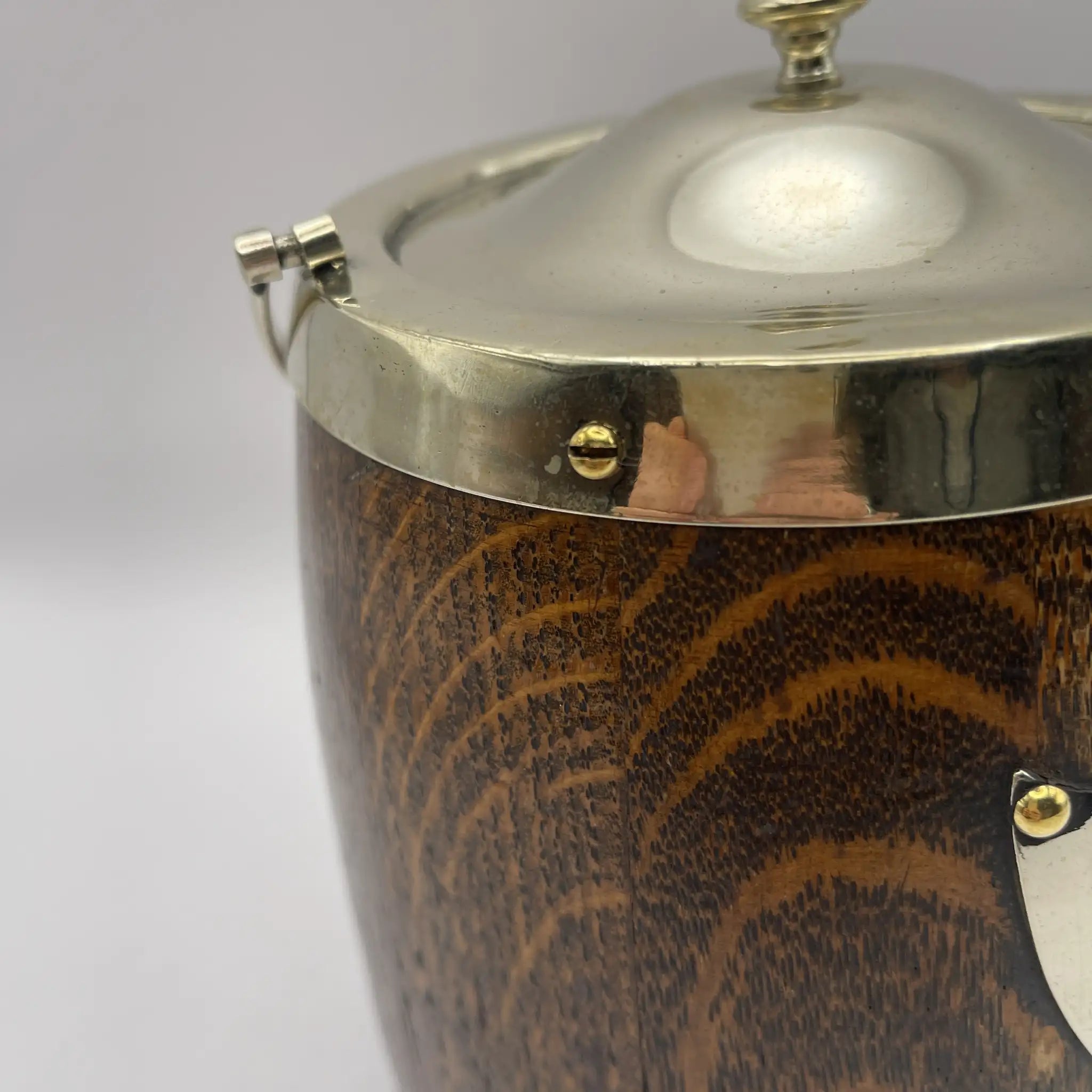 [Vintage] Ice bucket / late 19th century - 20th century / oak / England / mid-century modern, barrel-shaped structure