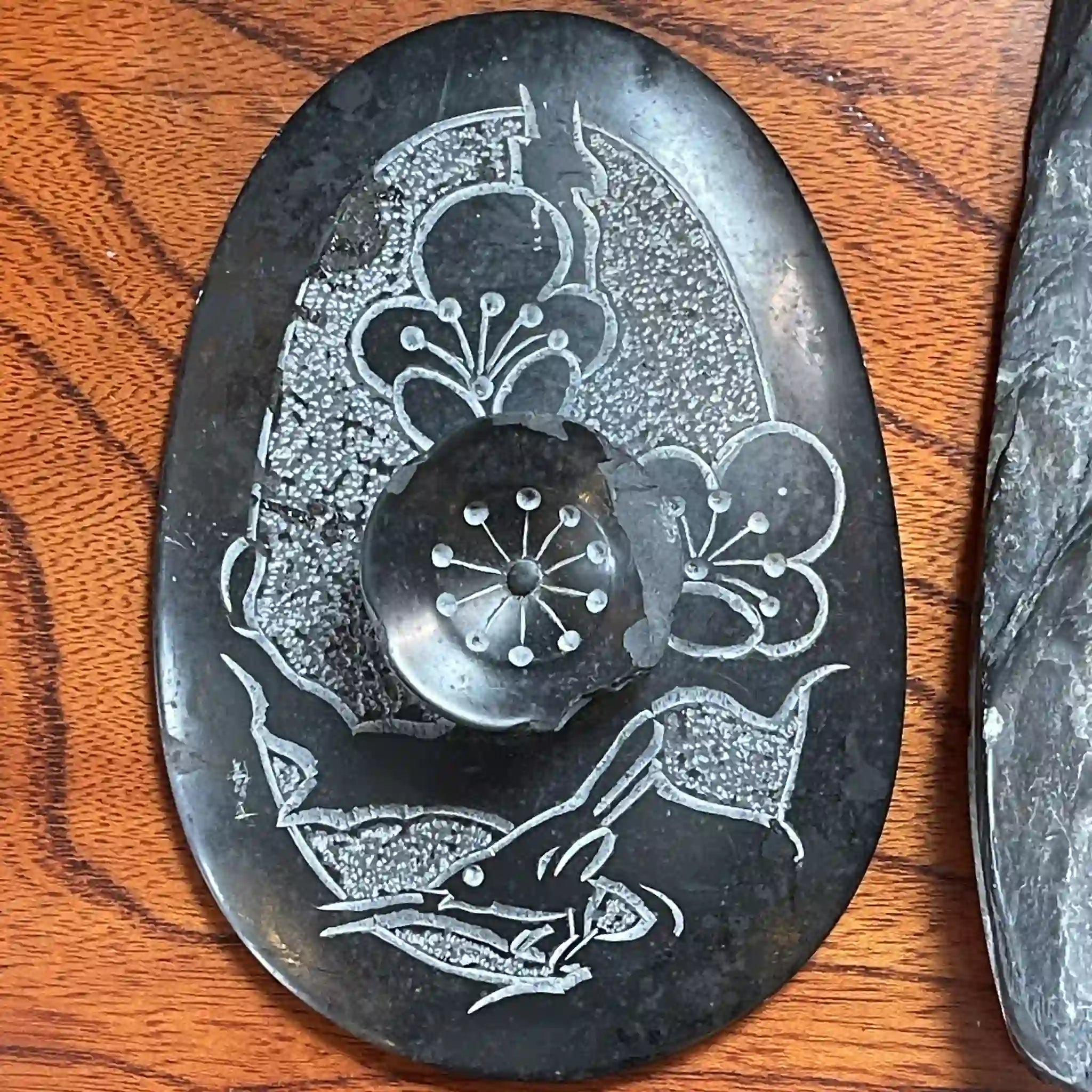 龍渓硯 希石刀 打割技法品 貴重な龍渓硯 翠川希石氏作