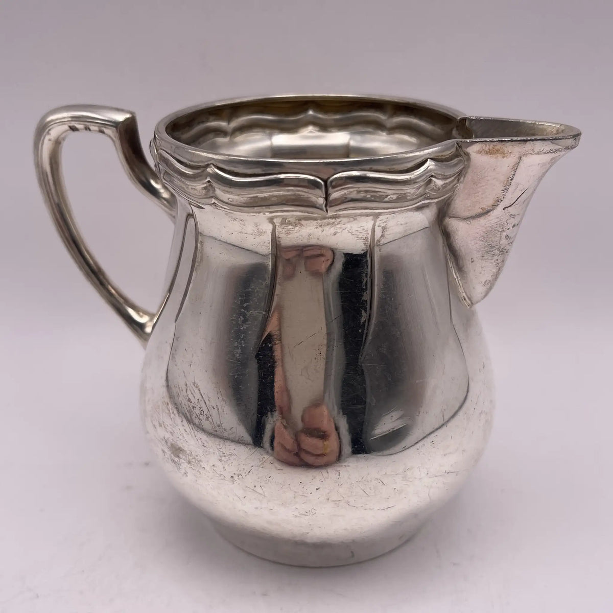 Henry Stratford Ltd / Milk pitcher / 1900-early 1920s / Silver plated / England / Britannia metal, scalloped rim / [Vintage]
