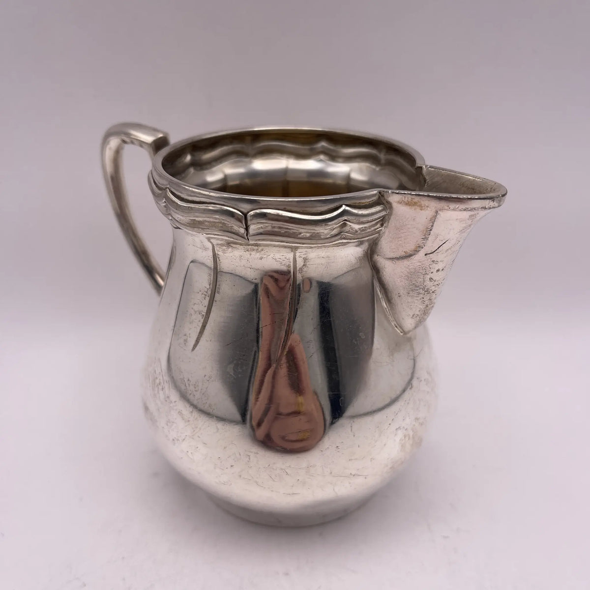 Henry Stratford Ltd / Milk pitcher / 1900-early 1920s / Silver plated / England / Britannia metal, scalloped rim / [Vintage]