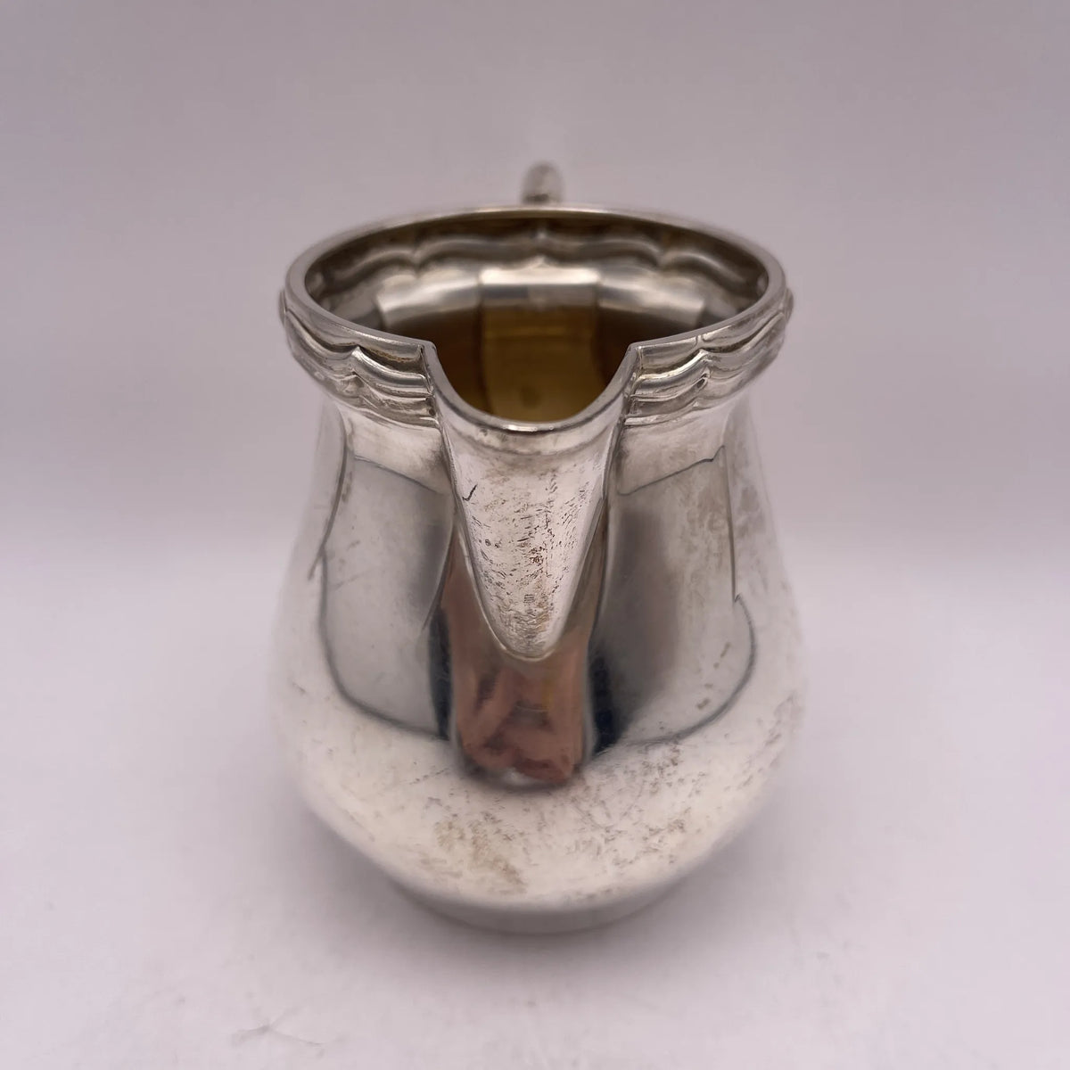 Henry Stratford Ltd / Milk pitcher / 1900-early 1920s / Silver plated / England / Britannia metal, scalloped rim / [Vintage]