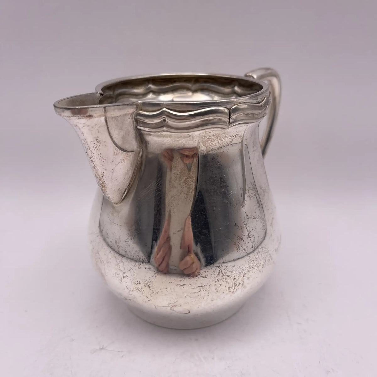 Henry Stratford Ltd / Milk pitcher / 1900-early 1920s / Silver plated / England / Britannia metal, scalloped rim / [Vintage]