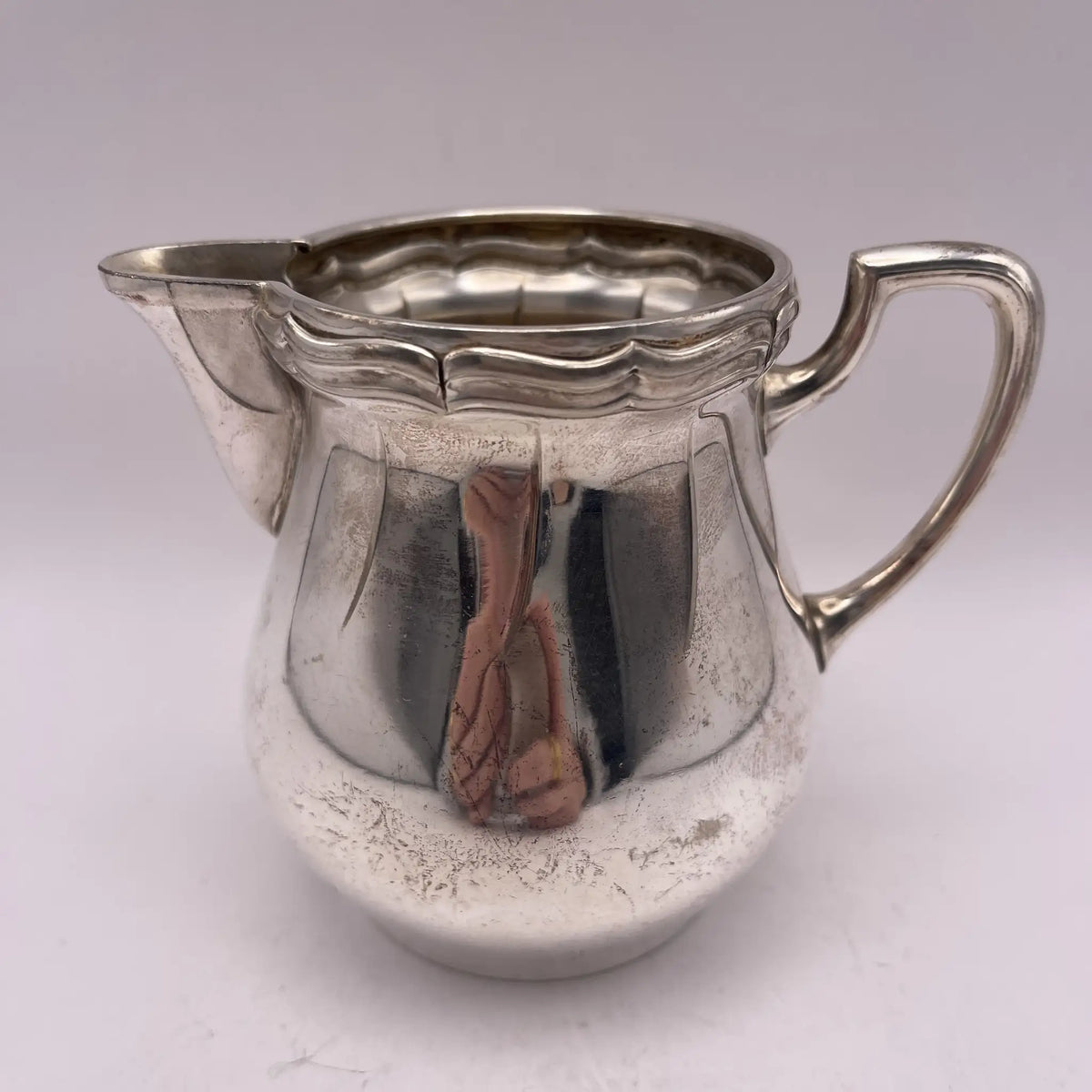 Henry Stratford Ltd / Milk pitcher / 1900-early 1920s / Silver plated / England / Britannia metal, scalloped rim / [Vintage]