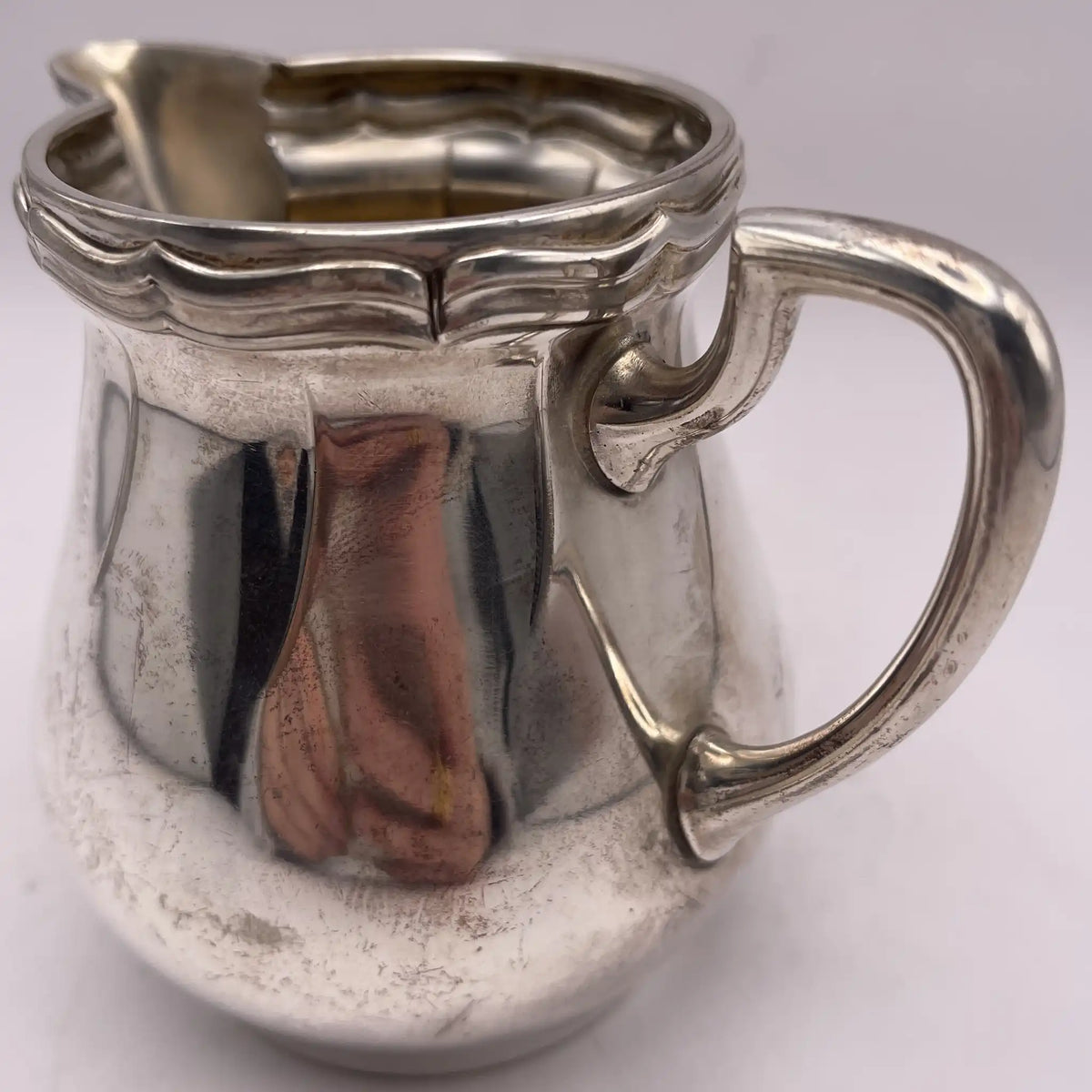 Henry Stratford Ltd / Milk pitcher / 1900-early 1920s / Silver plated / England / Britannia metal, scalloped rim / [Vintage]