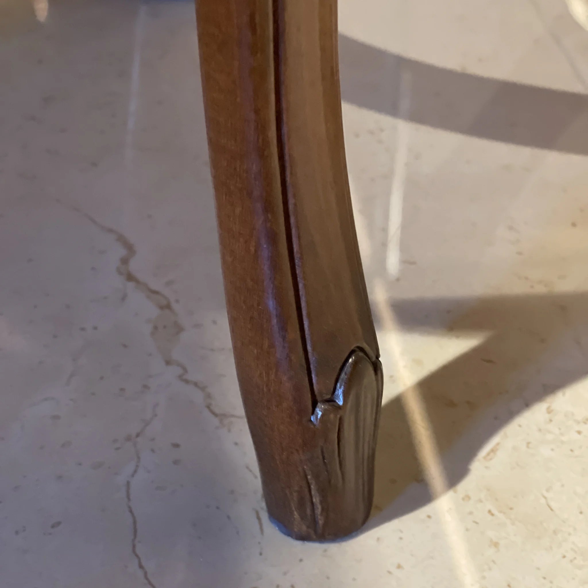 Antique Dining Chair / Rococo Style (Louis XV Style) / Cabriole Legs, Rocaille Relief, Jacquard Seat