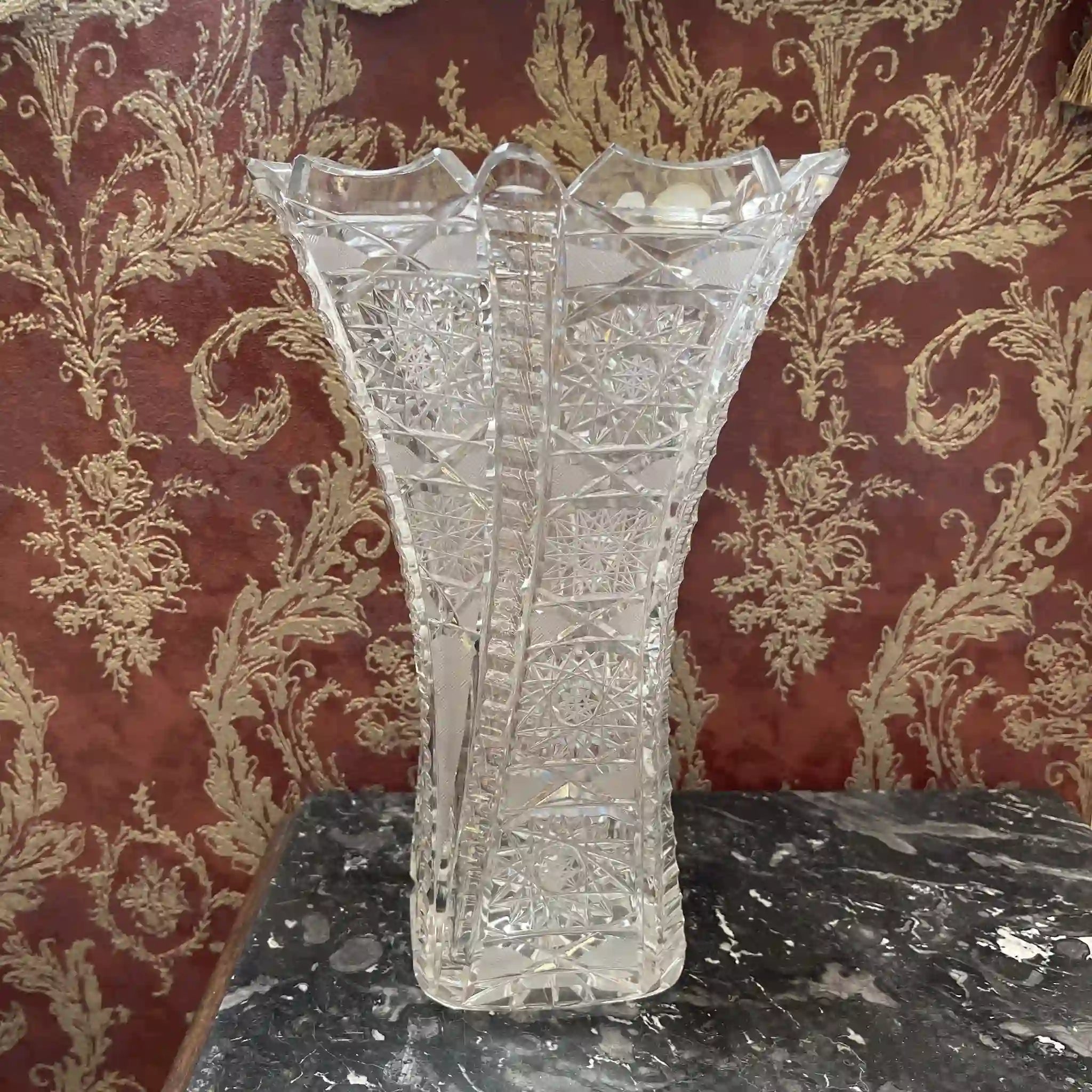 【リユース】 フラワーベース(花瓶) / ボヘミア / クリスタル 未使用