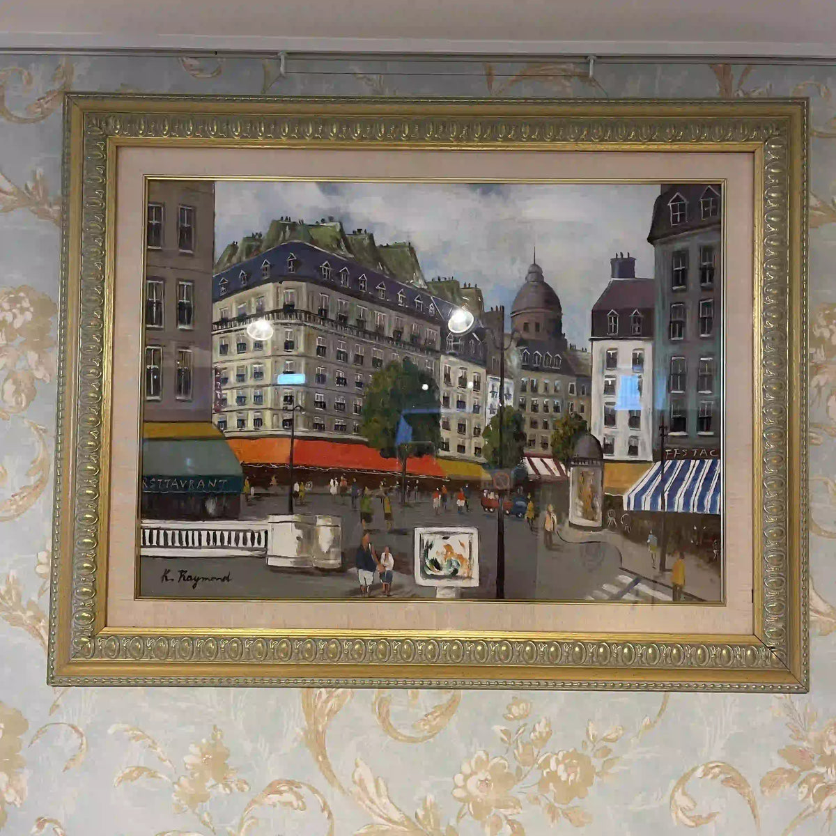 額 街並み(アート) / 20世紀後期 / キャンバス / フランス / 額装,店舗什器,壁飾り,アートフレーム,応接室 / [アート/装飾品]