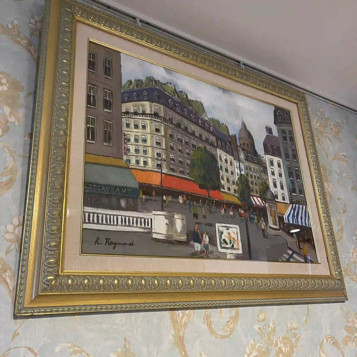 額 街並み(アート) / 20世紀後期 / キャンバス / フランス / 額装,店舗什器,壁飾り,アートフレーム,応接室 / [アート/装飾品]