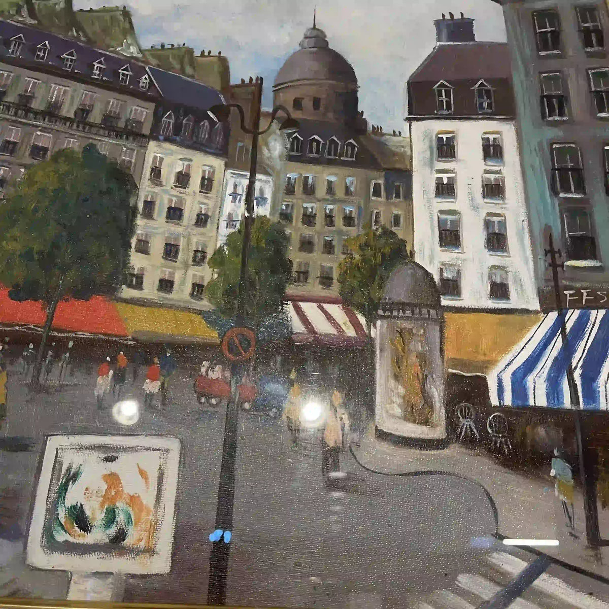 額 街並み(アート) / 20世紀後期 / キャンバス / フランス / 額装,店舗什器,壁飾り,アートフレーム,応接室 / [アート/装飾品]