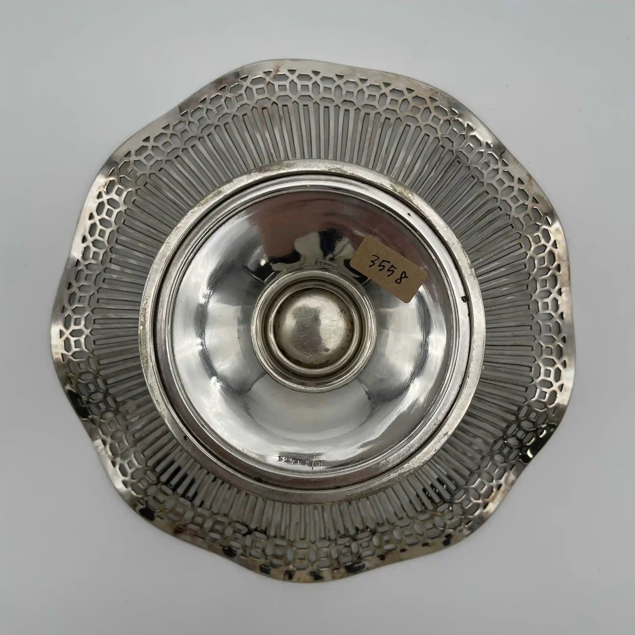 Vintage Compote / Roberts &amp; Belk / Early 1900s / Silver-plated / England / Openwork (pierced) and scalloped edges