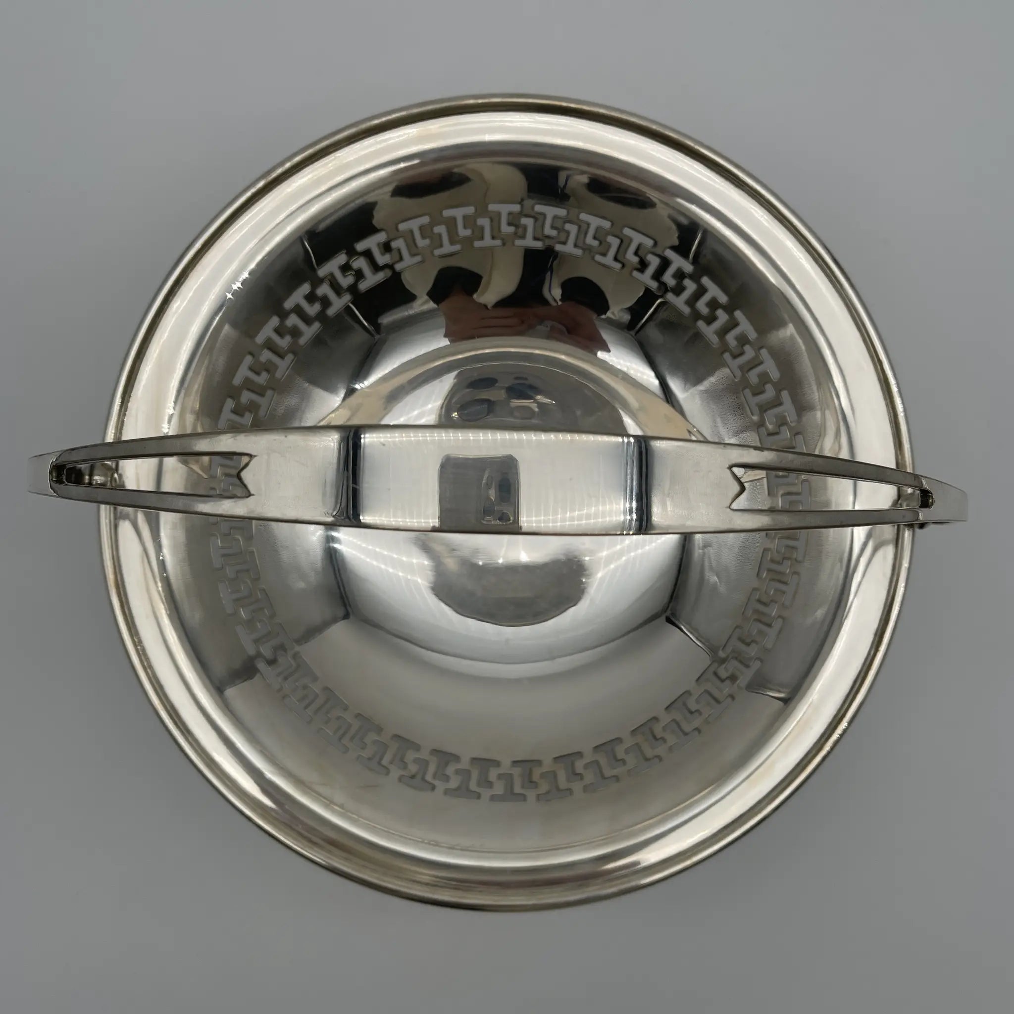 Vintage Compote / Estimated 1920s-1950s / Silver-plated / England / Openwork, Swing Handle, with Legs