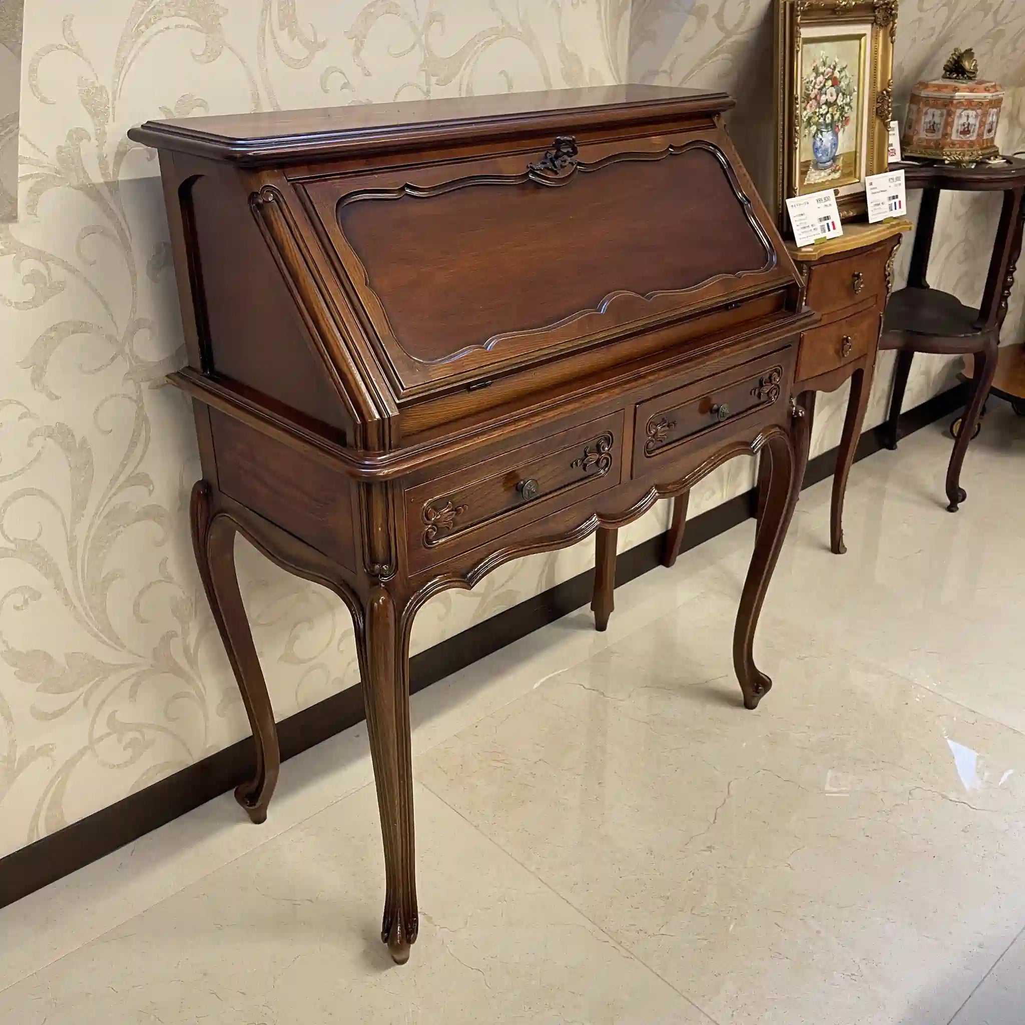 【アンティーク】 ライティングビューロー(セット) / 猫脚 天板・内部リペア済