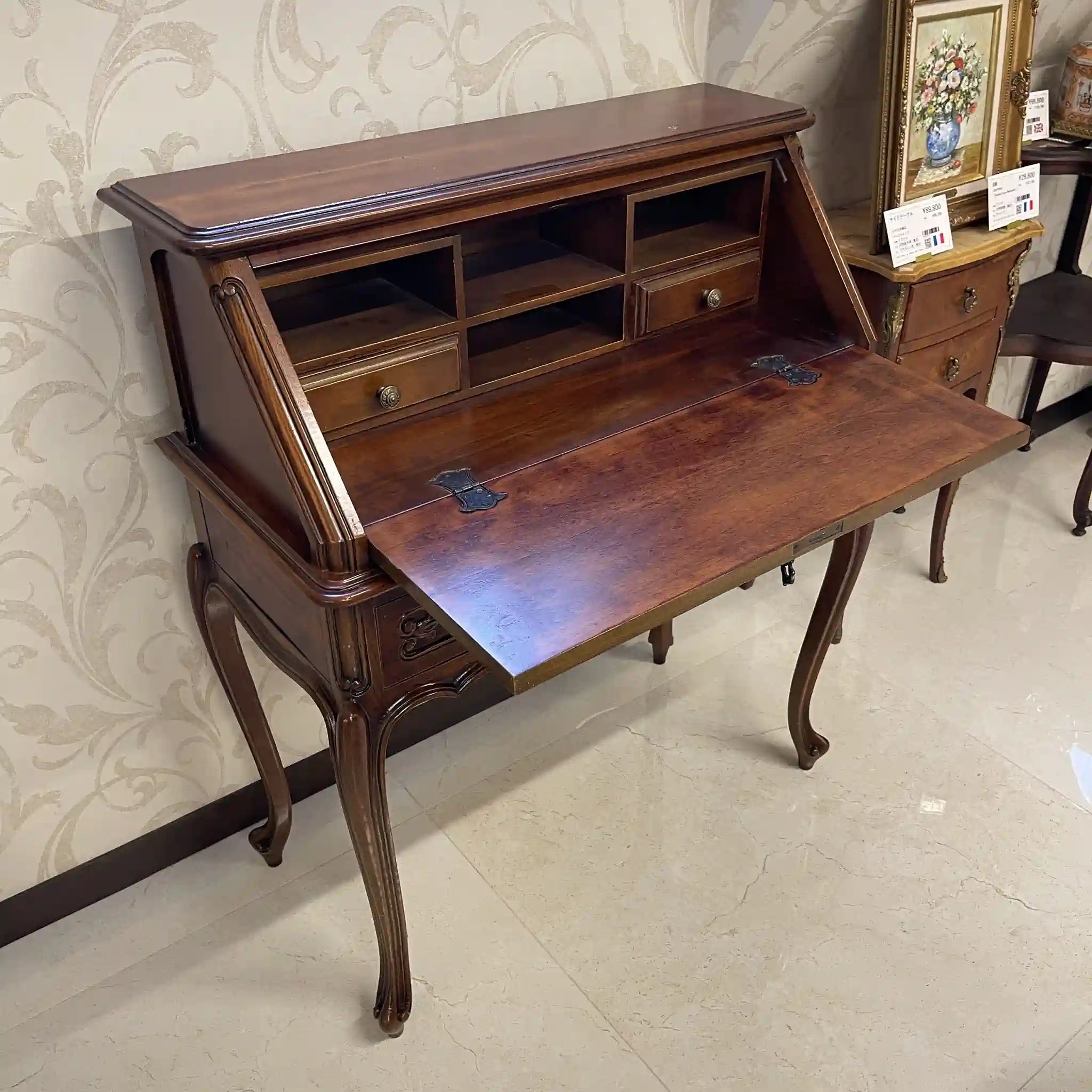 【アンティーク】 ライティングビューロー(セット) / 猫脚 天板・内部リペア済