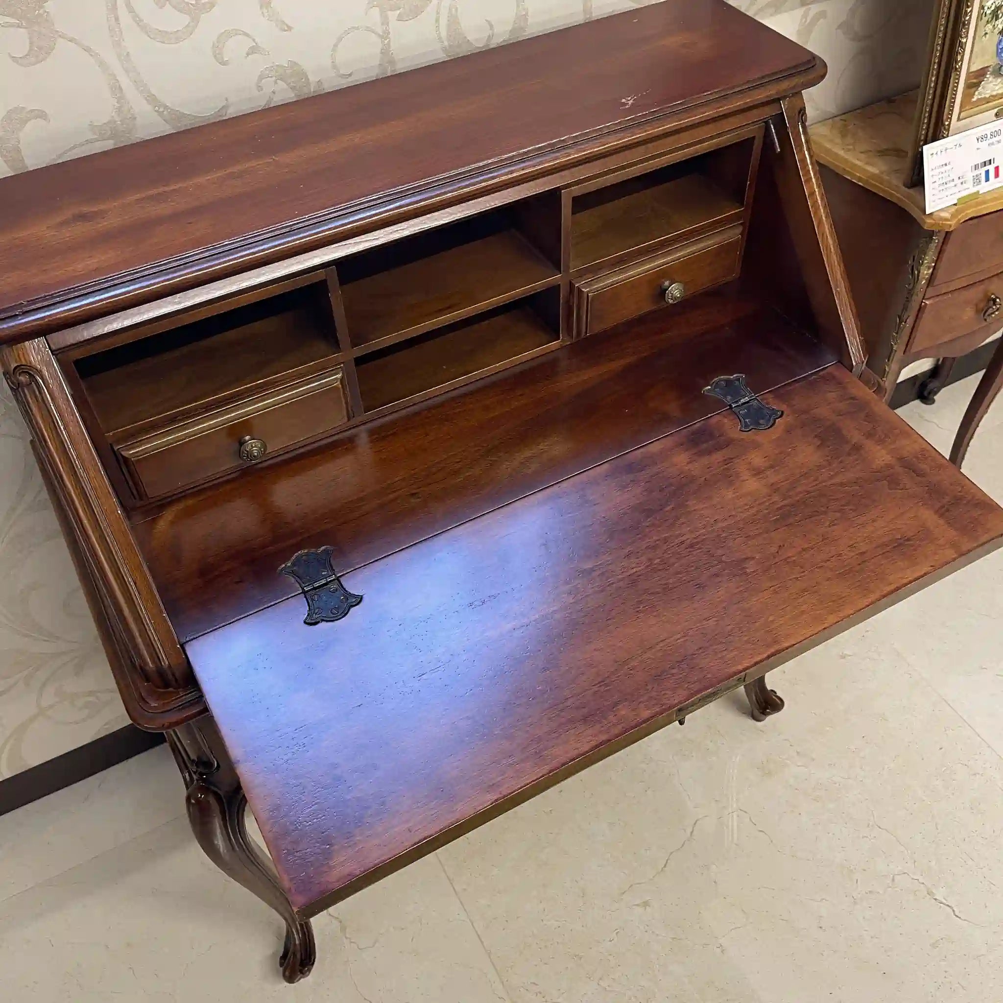 【アンティーク】 ライティングビューロー(セット) / 猫脚 天板・内部リペア済