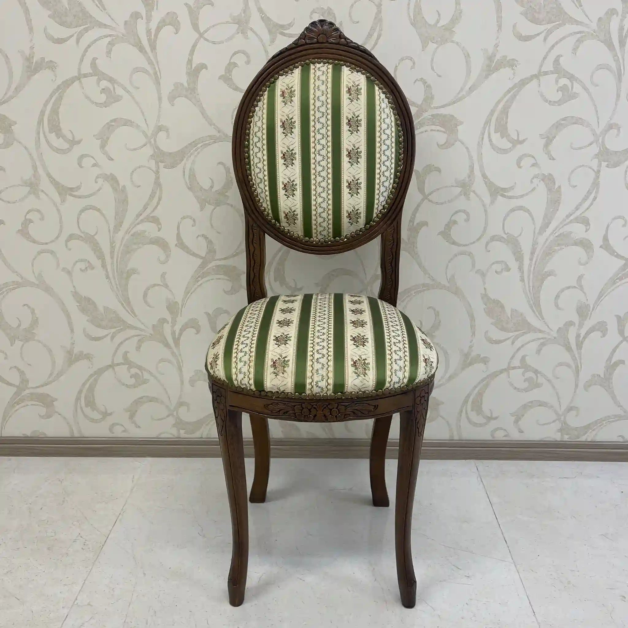 【アンティーク】 ダイニングチェア / ロココ様式（ルイ15世様式） / カブリオールレッグ,ロカイユレリーフ,ジャガード織座面