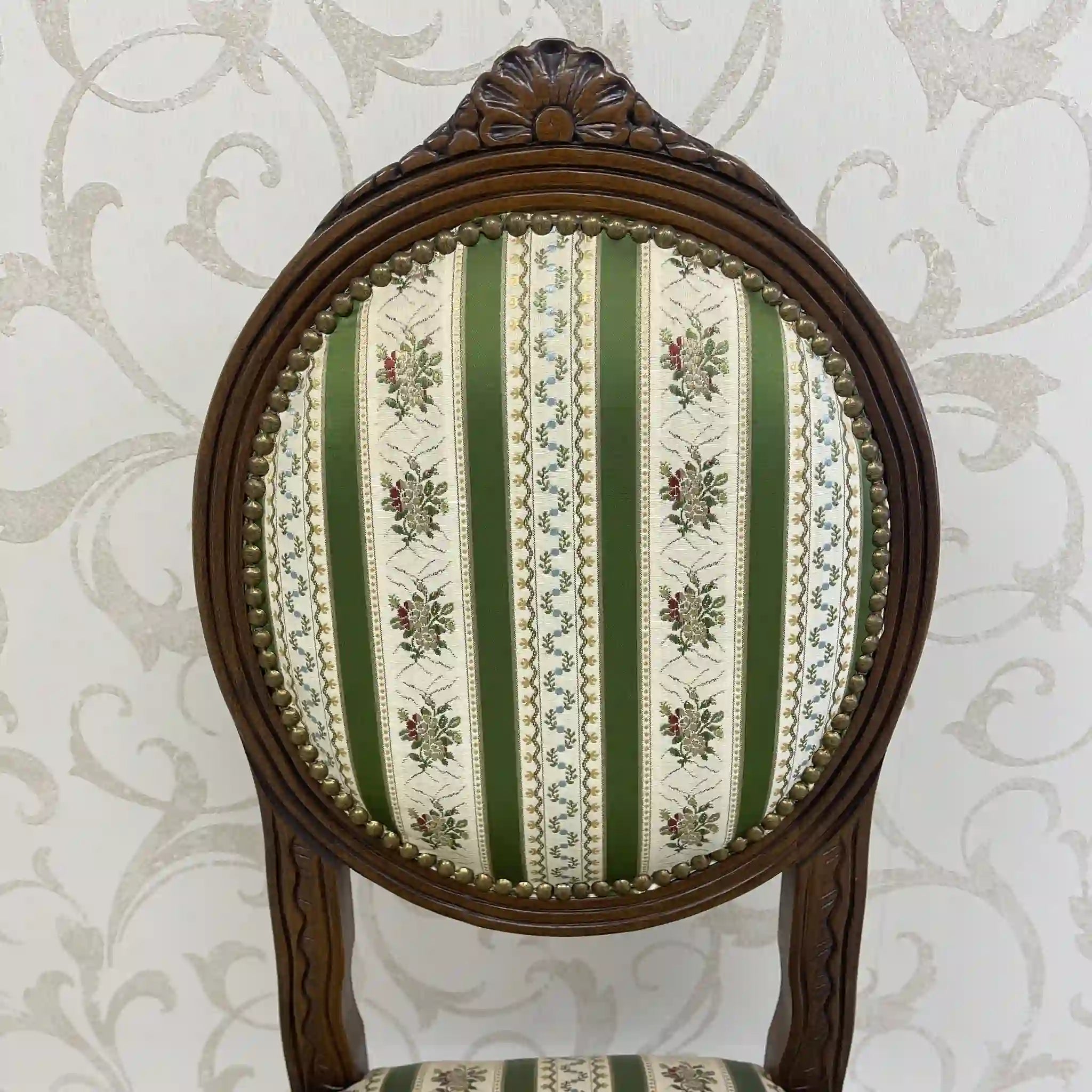 【アンティーク】 ダイニングチェア / ロココ様式（ルイ15世様式） / カブリオールレッグ,ロカイユレリーフ,ジャガード織座面