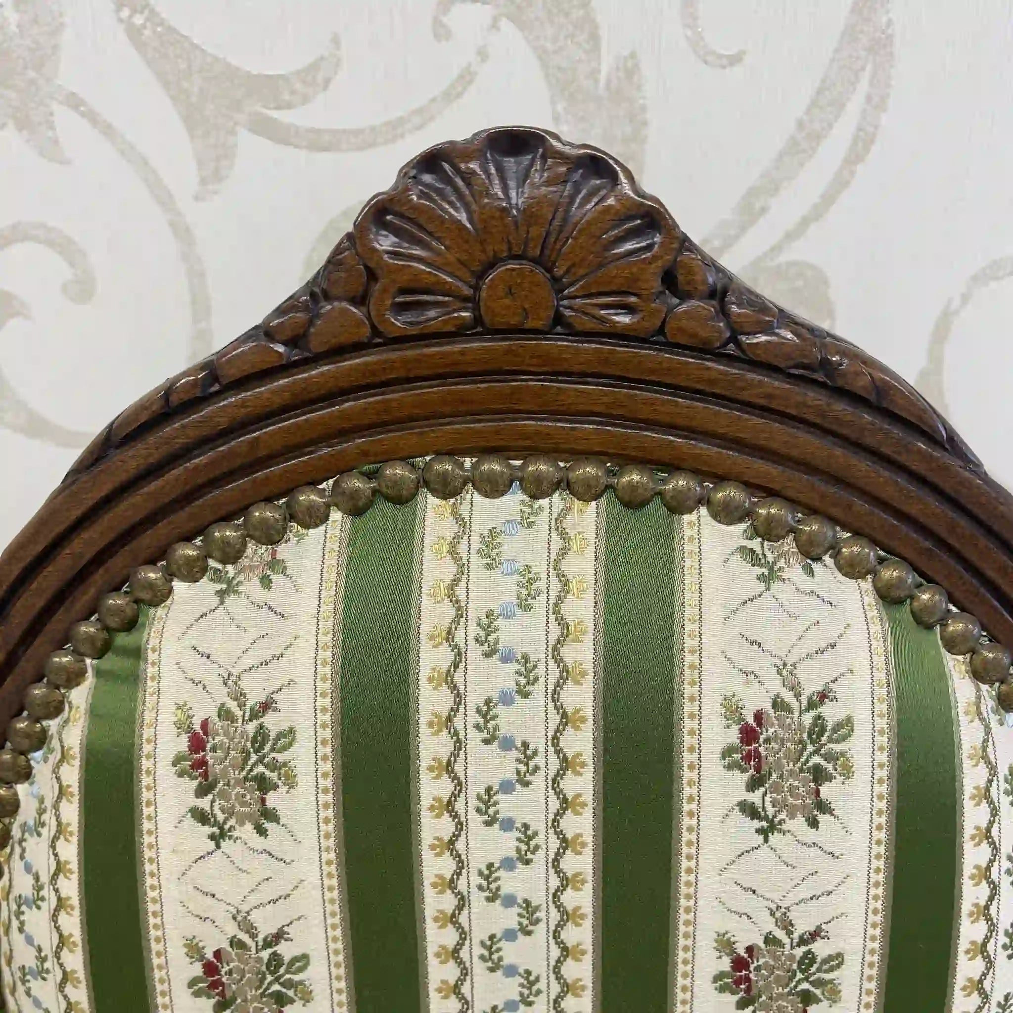 【アンティーク】 ダイニングチェア / ロココ様式（ルイ15世様式） / カブリオールレッグ,ロカイユレリーフ,ジャガード織座面