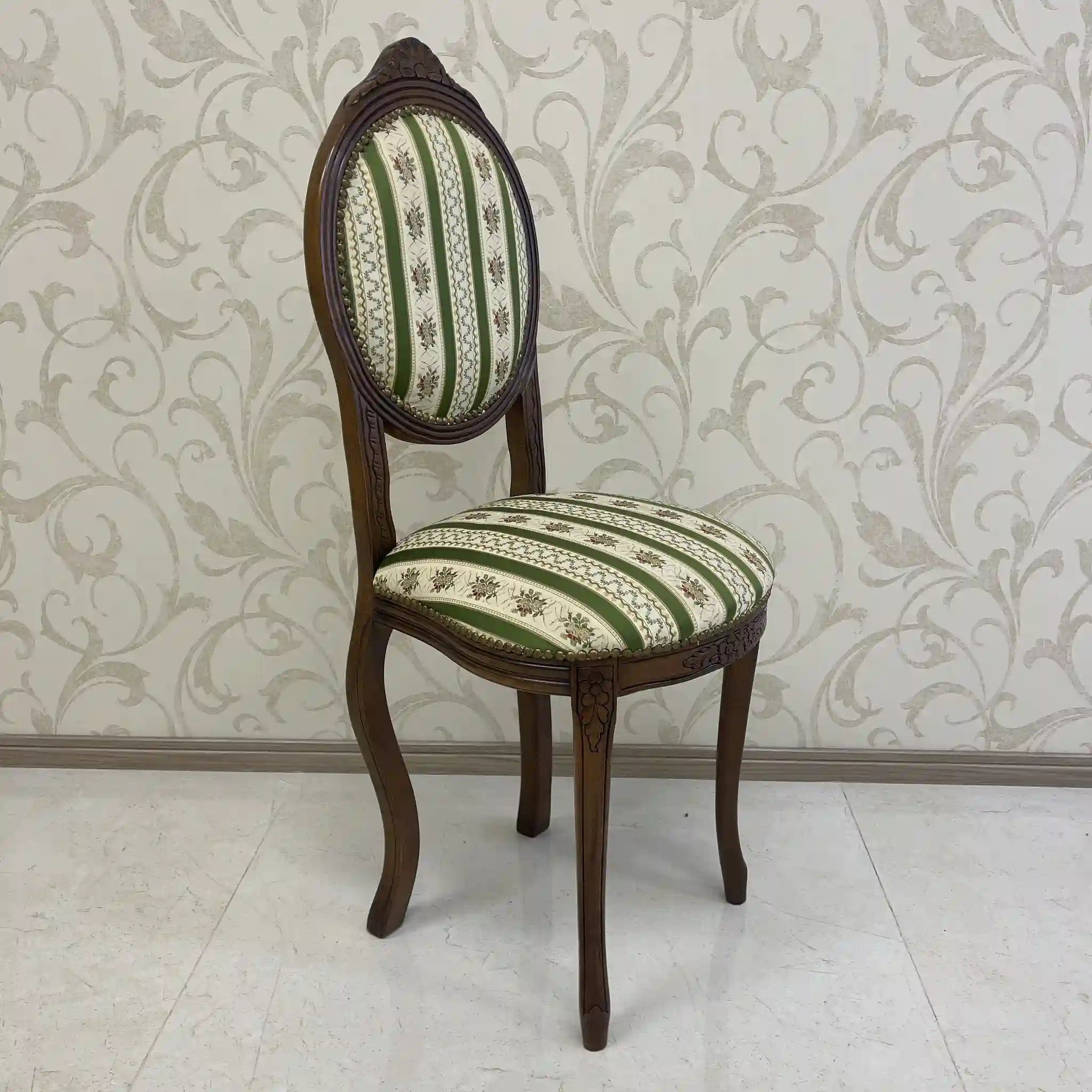 【アンティーク】 ダイニングチェア / ロココ様式（ルイ15世様式） / カブリオールレッグ,ロカイユレリーフ,ジャガード織座面