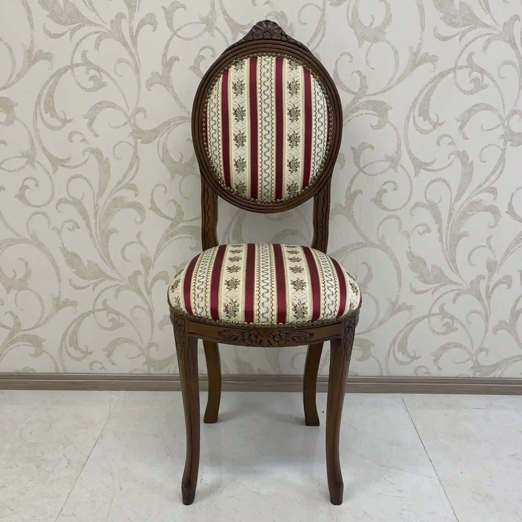 【アンティーク】 ダイニングチェア / ロココ様式（ルイ15世様式） / カブリオールレッグ,ロカイユレリーフ,ジャガード織座面
