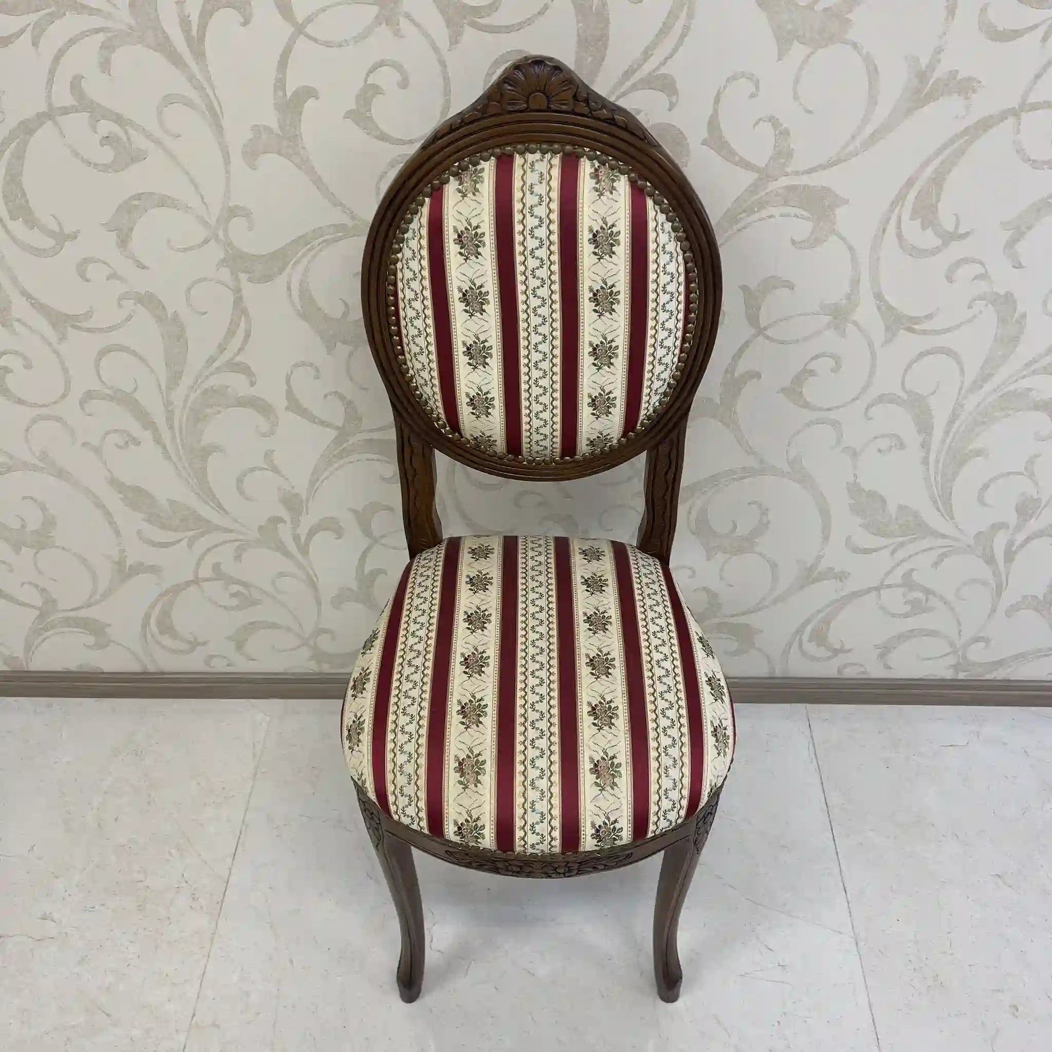 【アンティーク】 ダイニングチェア / ロココ様式（ルイ15世様式） / カブリオールレッグ,ロカイユレリーフ,ジャガード織座面