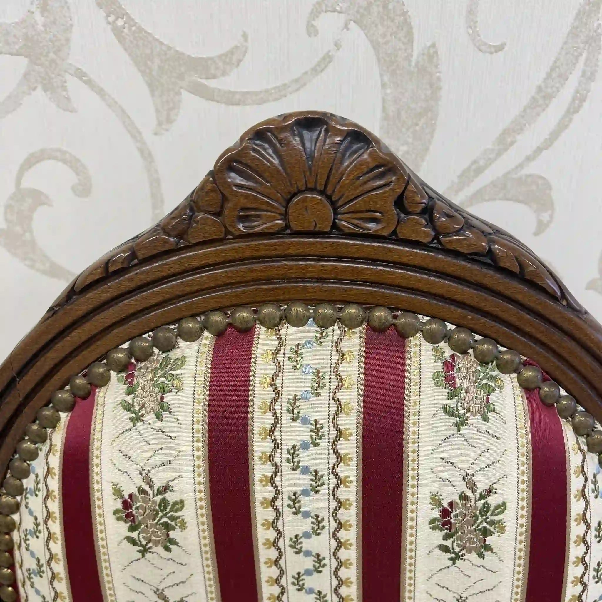 【アンティーク】 ダイニングチェア / ロココ様式（ルイ15世様式） / カブリオールレッグ,ロカイユレリーフ,ジャガード織座面