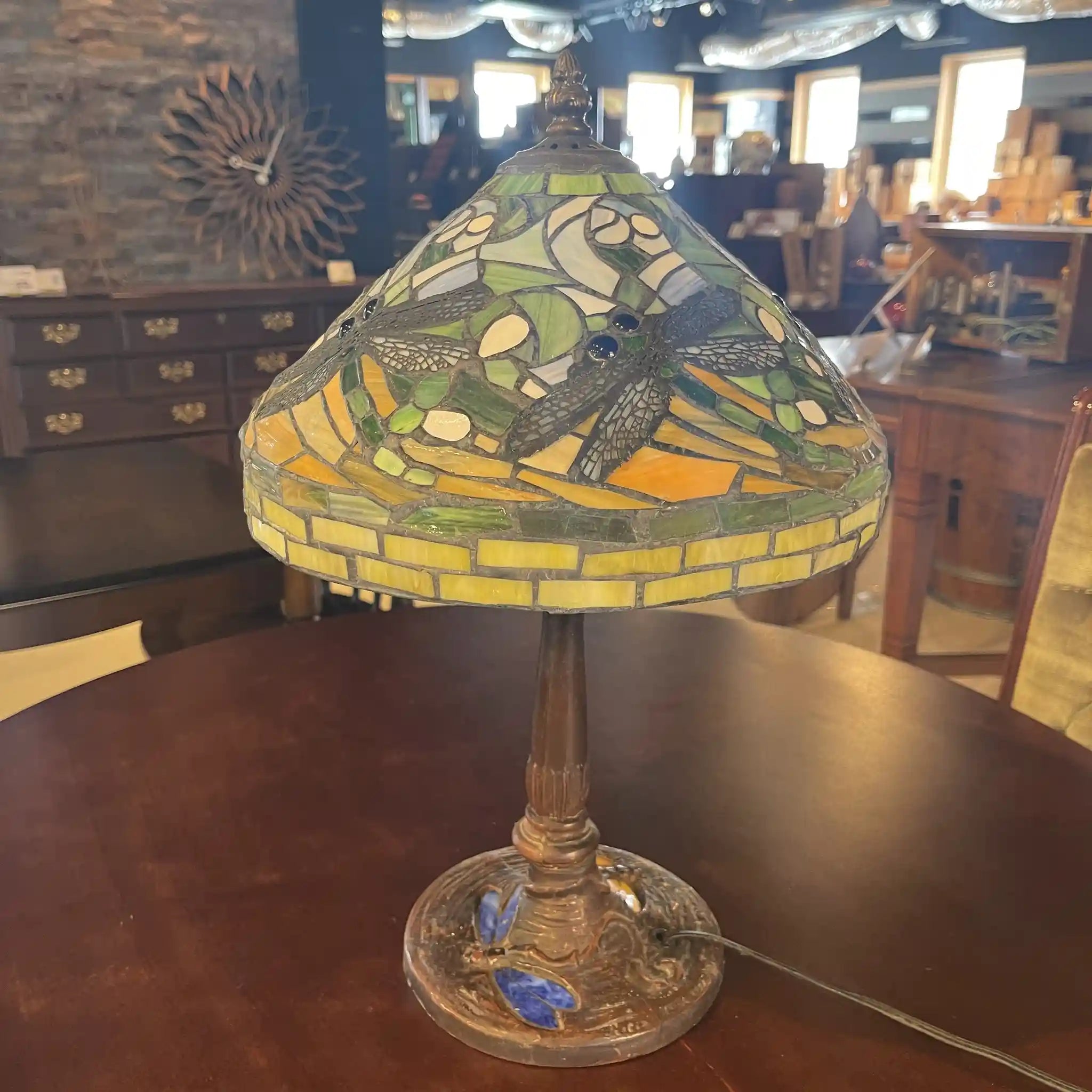 Vintage Table Lamp / 1990s (Estimated) / Glass / Japan / Dragonfly Motif