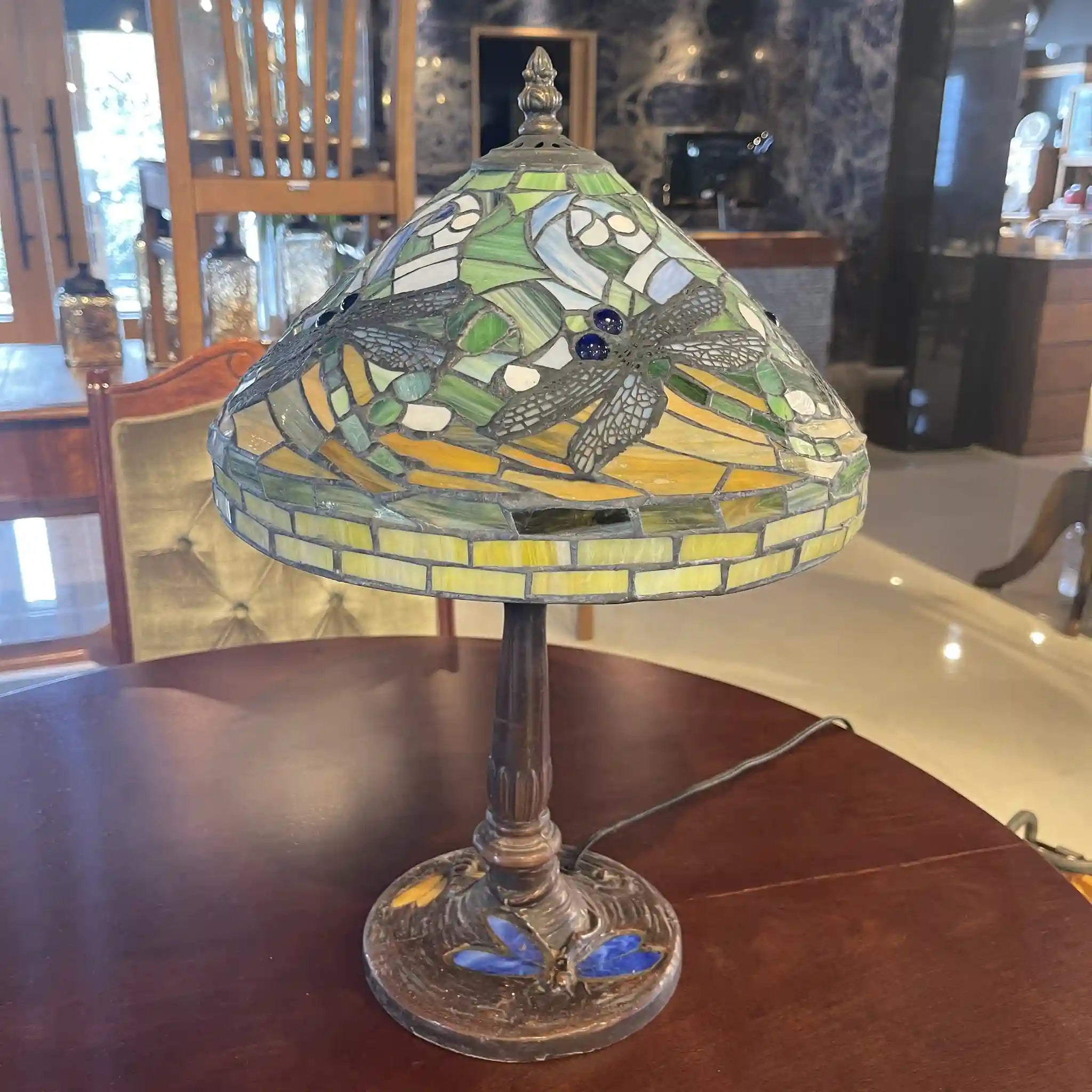 Vintage Table Lamp / 1990s (Estimated) / Glass / Japan / Dragonfly Motif