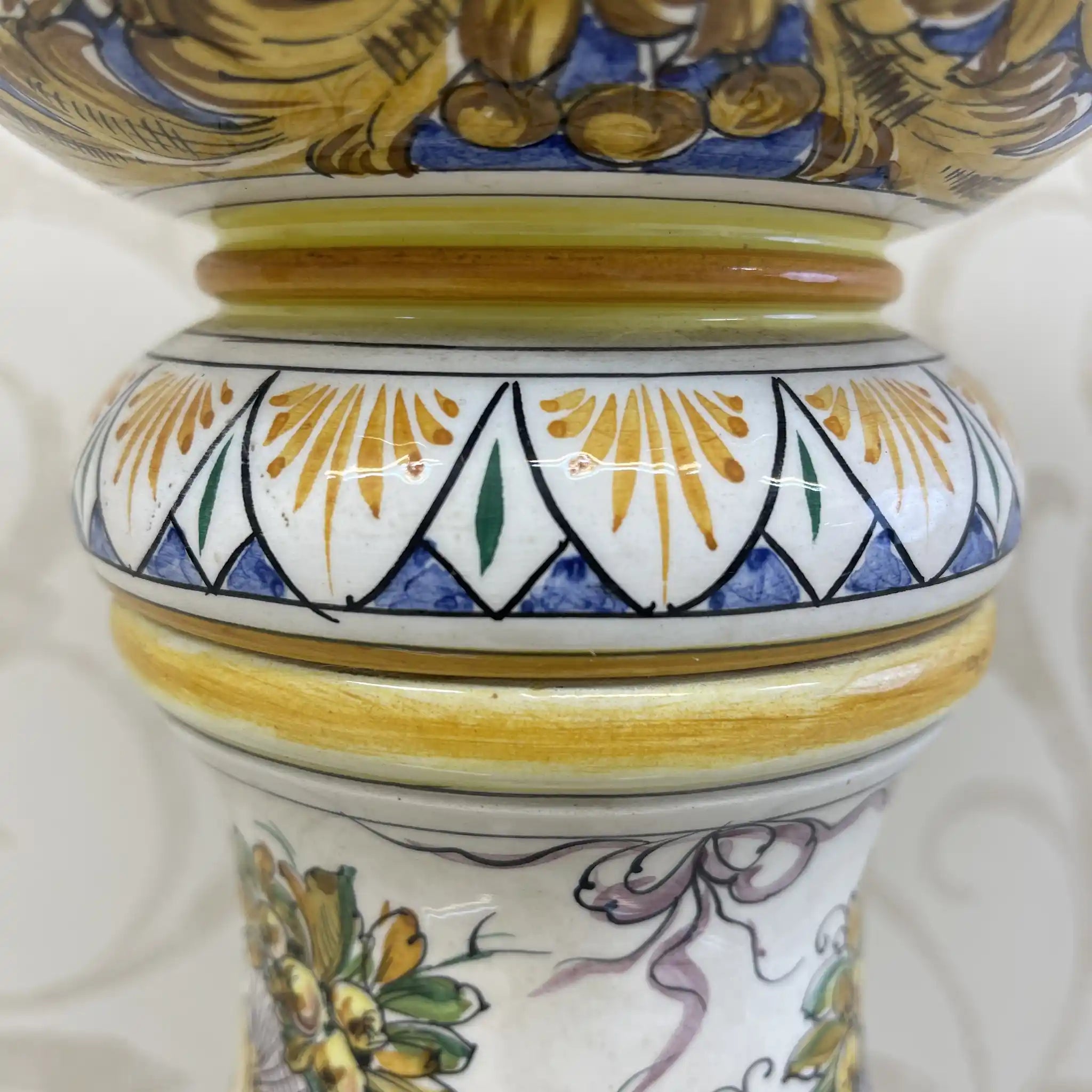 [Vintage] Flower stand / Mallorca ware / Italy / Hand painted, overglaze