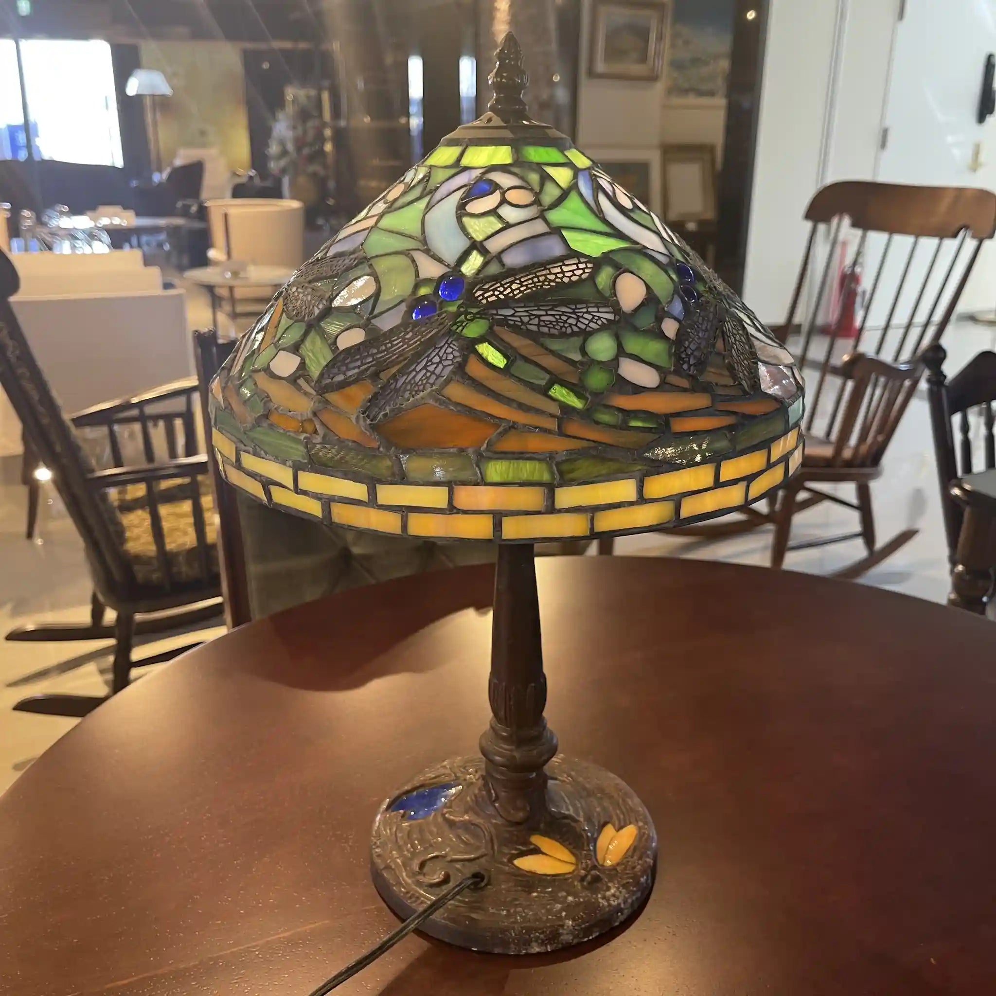 Vintage Table Lamp / 1990s (Estimated) / Glass / Japan / Dragonfly Motif