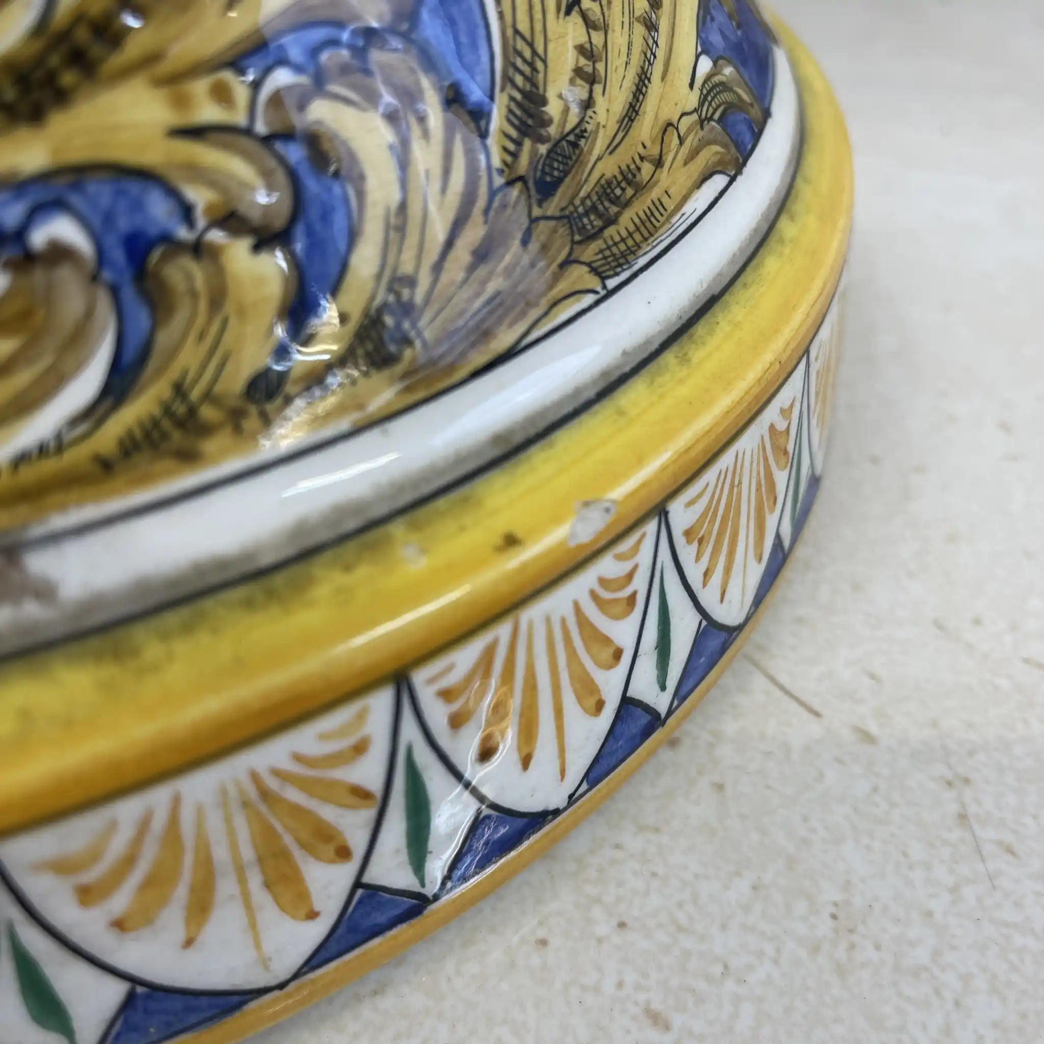 [Vintage] Flower stand / Mallorca ware / Italy / Hand painted, overglaze